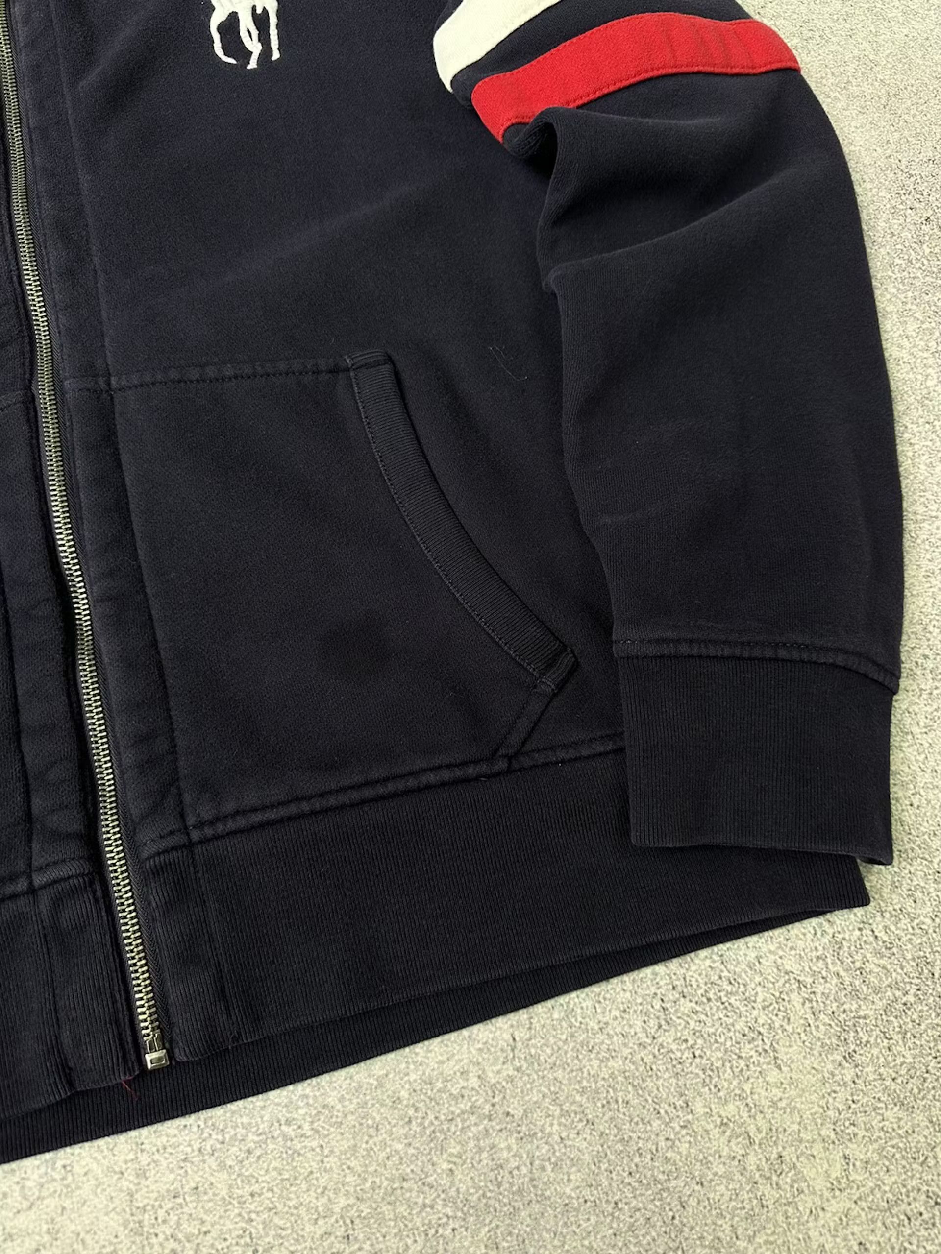 Polo Ralph Lauren × Ralph Lauren × Vintage Vintage Polo Ralph Lauren Big Logo Navy Heavy Zip Hoodie Size US XL / EU 56 / 4 - 8 Thumbnail