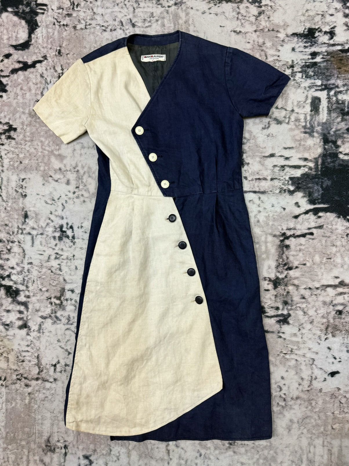 Saint Laurent Paris YVES SAINT LAURENT PARIS RIVE GAUCHE 1970’s LINEN DAY DRESS Size XS / US 0-2 / IT 36-38 - 3 Thumbnail