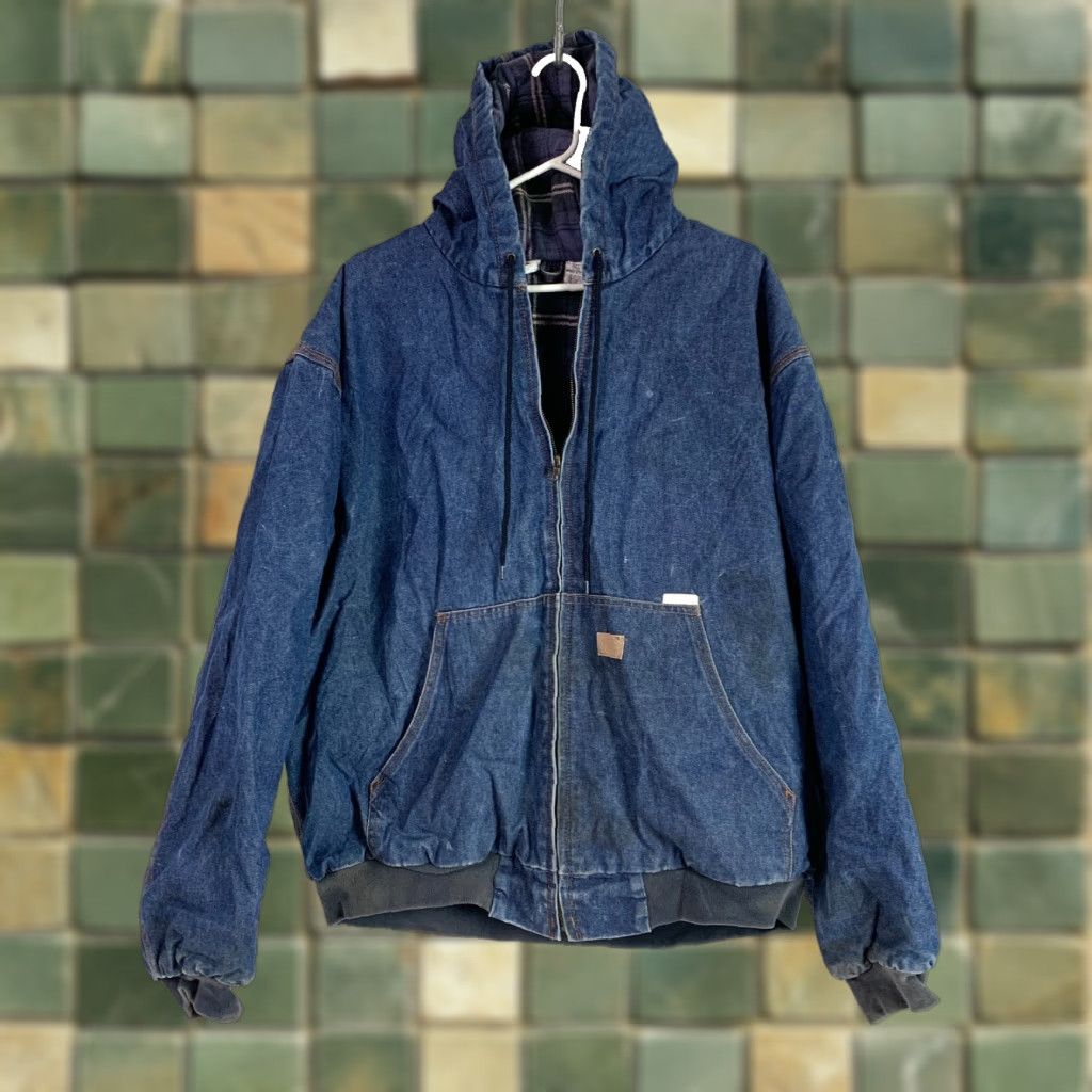 Denime VINTAGE Rasco Noburn Plaid Lined Denim Fire Retardent Full Zip Work Chore Jacket 2XLT Blue Jacket Mens 2XLT Size US XXL / EU 58 / 5 - 1 Thumbnail