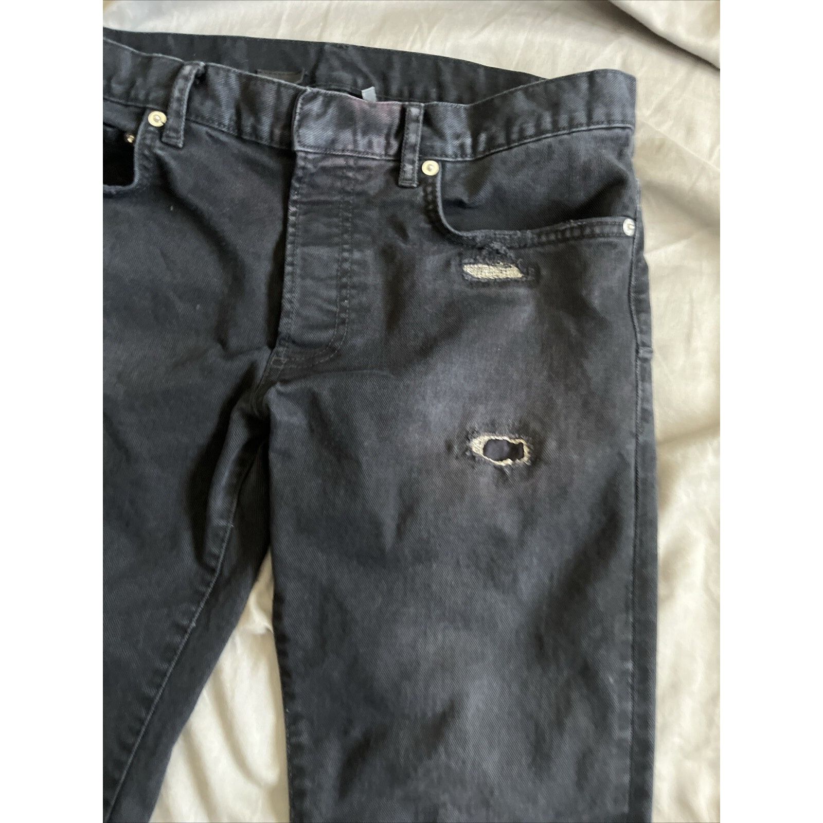 Dior Dior Black & Silver Distressed Jeans Size 31 Size US 31 - 6 Thumbnail
