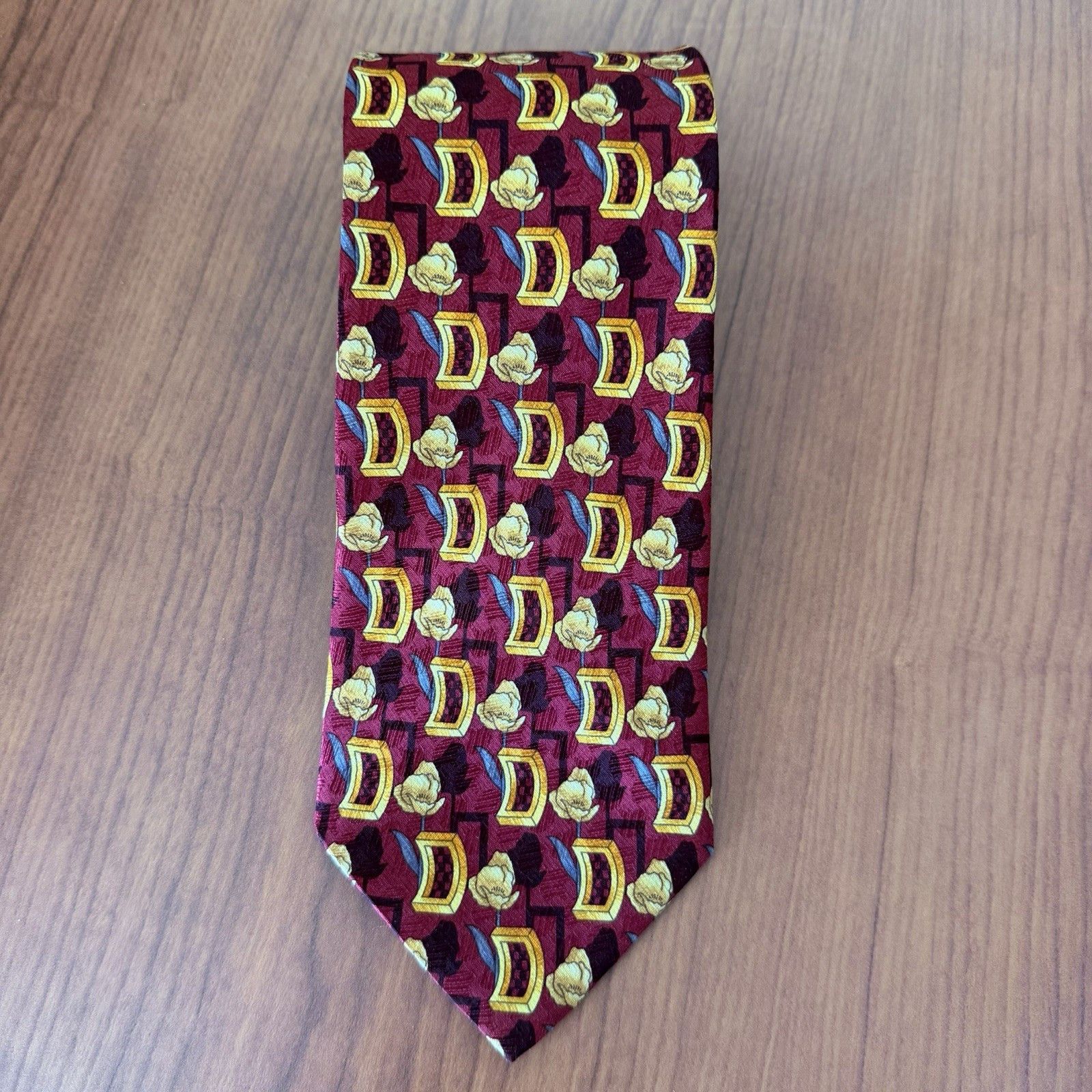 Ermenegildo Zegna Ermenegildo Zegna Silk Tie Burgundy Geometric Abstract 58" Size ONE SIZE - 16 Thumbnail