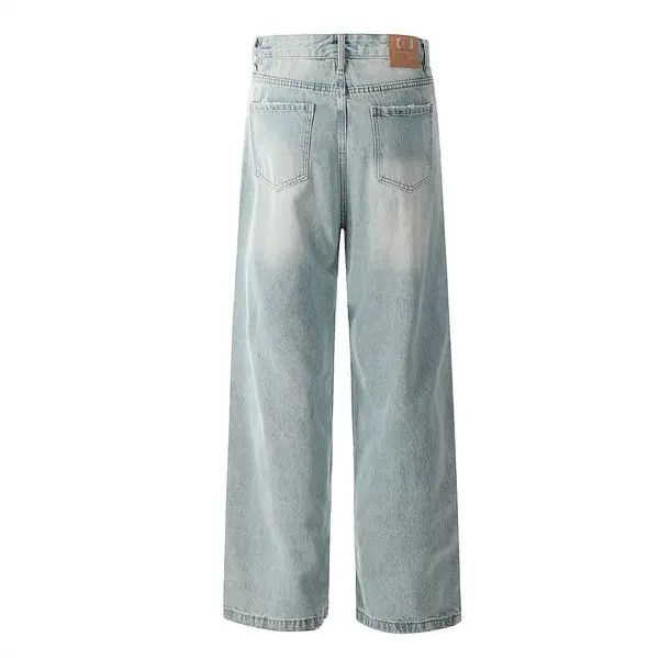 VIBE Men's all-match straight vintage distressed washed jeans Size US 32 / EU 48 - 3 Thumbnail