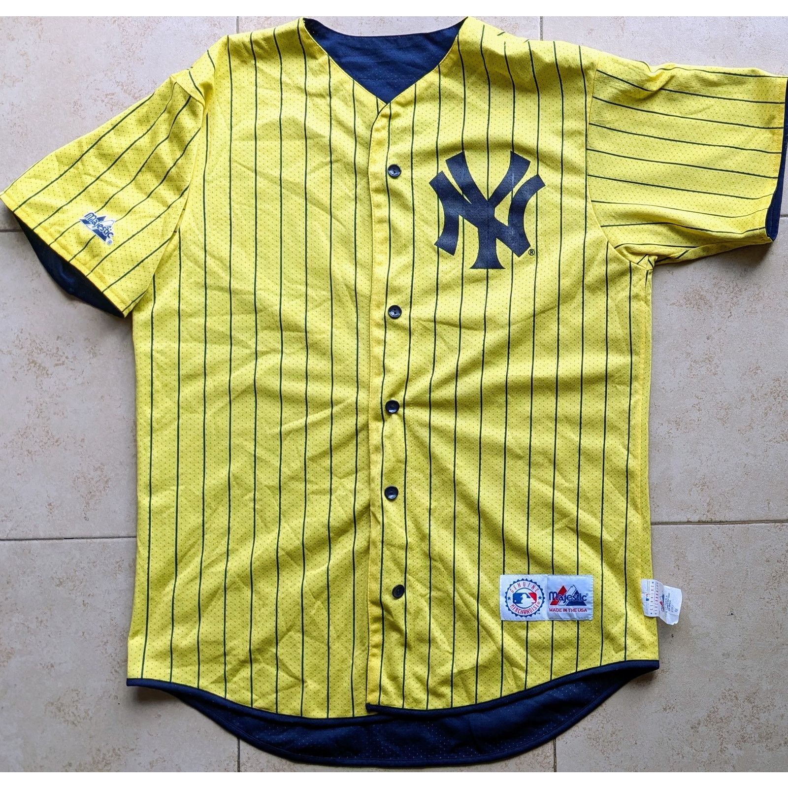 MLB × Majestic NY Yankees DOUBLE Color jersey M mustard navy MLB vtg Size US M / EU 48-50 / 2 - 2 Thumbnail