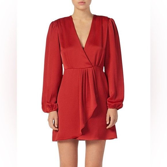 Sandro Sandro Leana Faux-Wrap Mini Dress Red 36 Size XS / US 0-2 / IT 36-38 - 1 Thumbnail