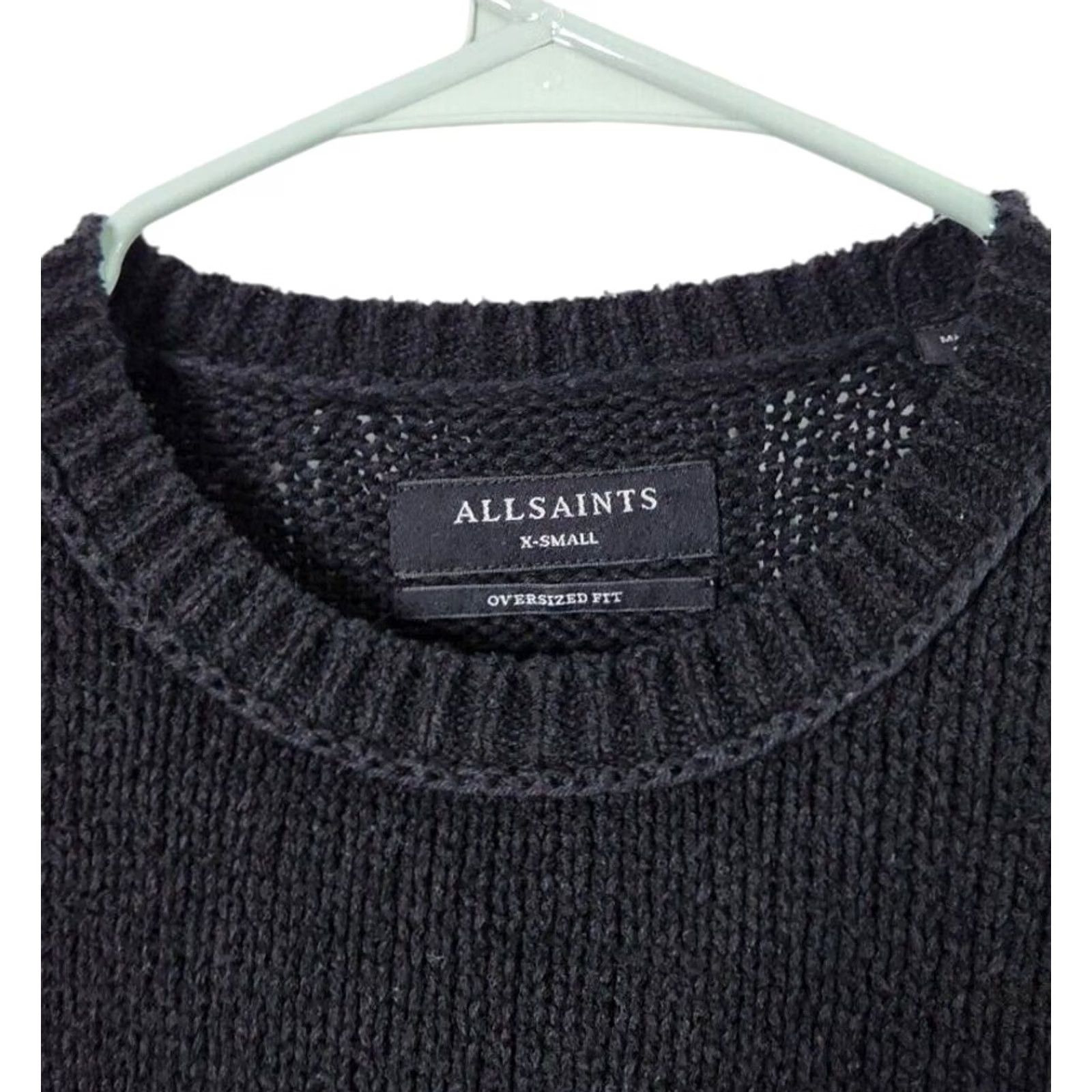 Allsaints AllSaints Sweater Shirt Mens XS Oversized Crewneck Pullover Knit Black Cotton Acrylic Nylon" Size US XS / EU 42 / 0 - 5 Thumbnail