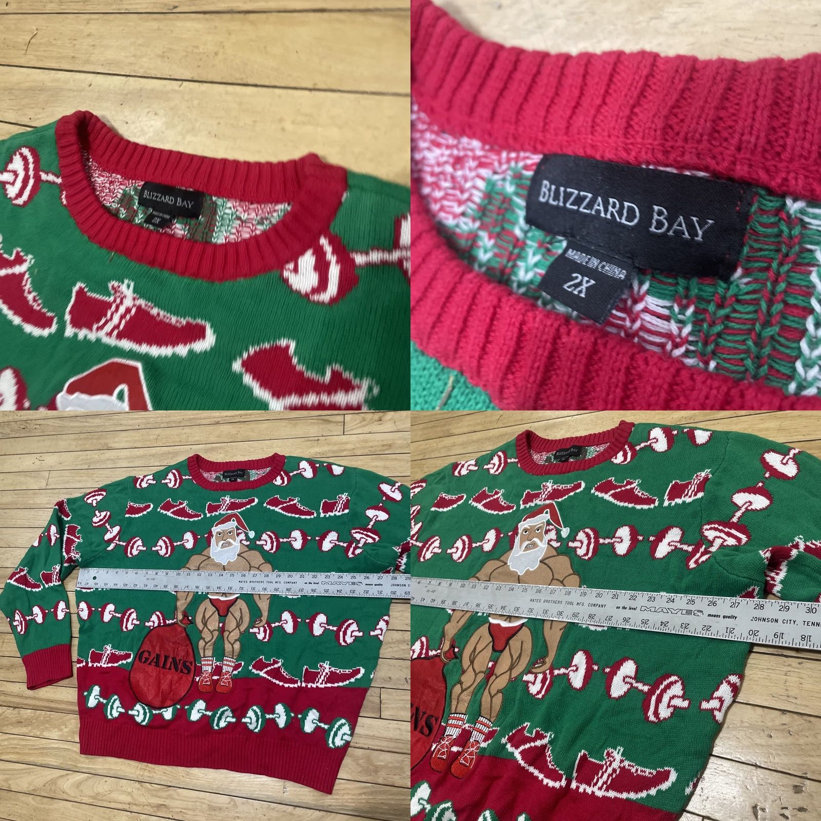 Vintage VINTAGE Blizzard Bay Ugly Christmas Sweater Men 2XL Graphic Print Santa Green Red Christmas Holiday Size US XXL / EU 58 / 5 - 8 Thumbnail