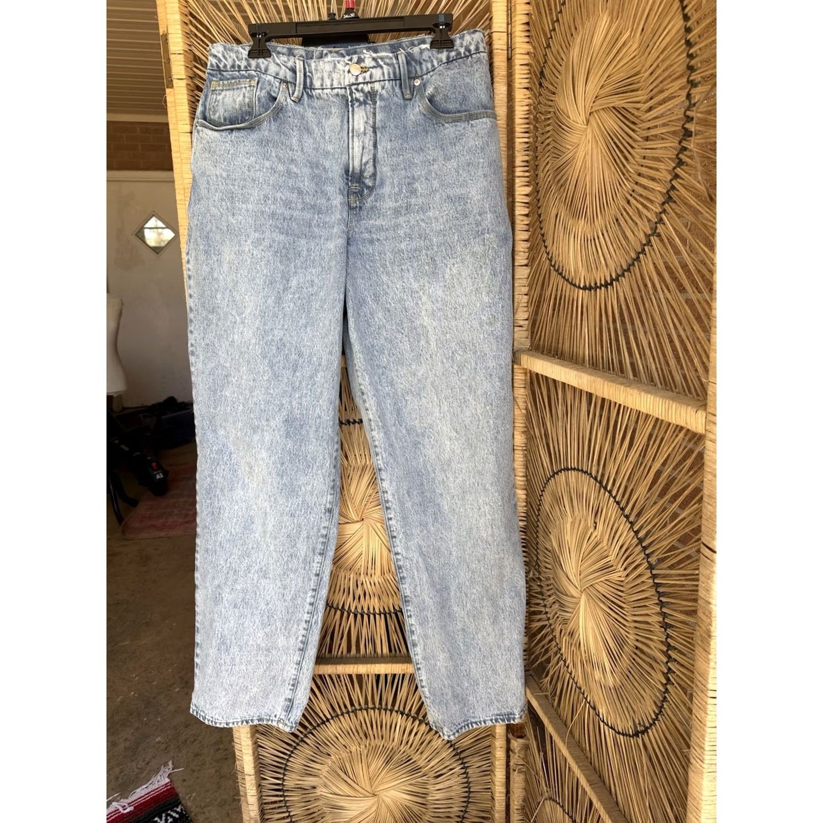 Good American Good American Jeans Womens 8 Straight High Rise Distressed Vintage Blue Denim 5-Pocket Pockets Stretch Slim Regular Size 8 Inseam 27 Fashion Clothing Size 30" / US 8 / IT 44 - 5 Thumbnail