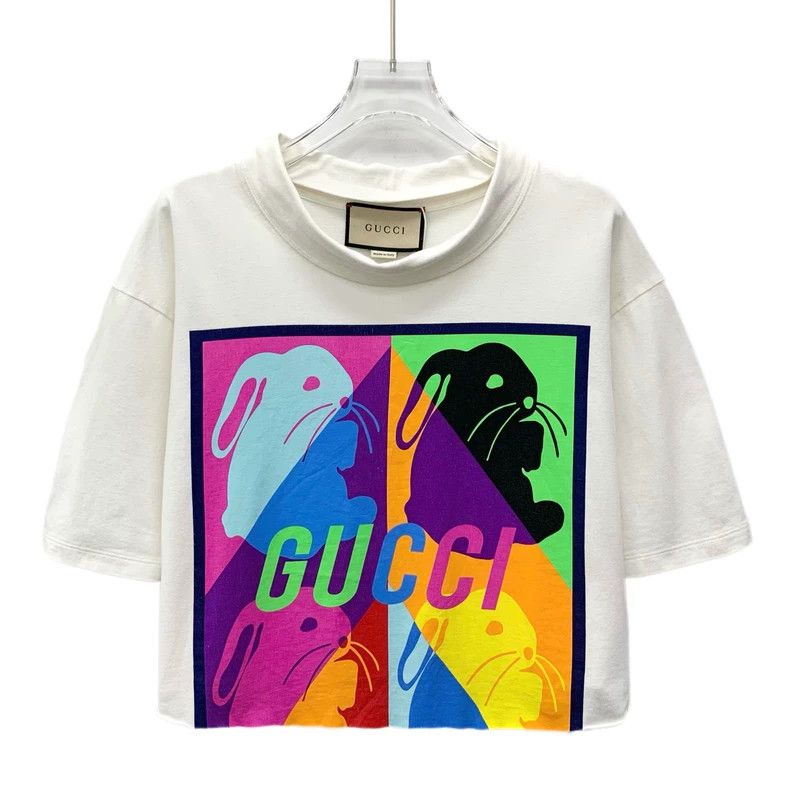 Gucci Gucci White rabbit printed cotton round-neck short-sleeved Size S / US 4 / IT 40 - 1 Thumbnail