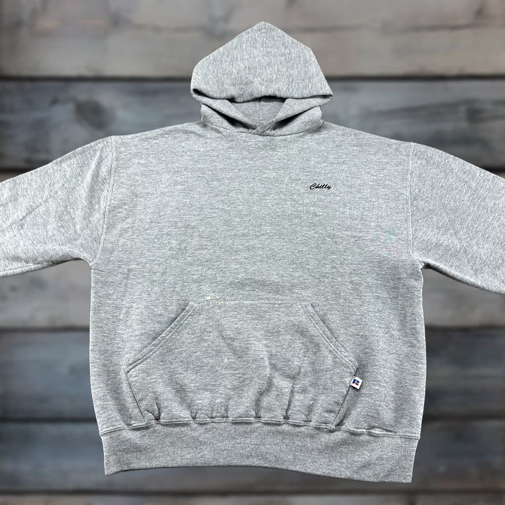Russell Athletic VINTAGE Russell Hoodie Mens L Gray Pullover Sweatshirt Boxy Meridian Volleyball Y2K Size US L / EU 52-54 / 3 - 1 Thumbnail