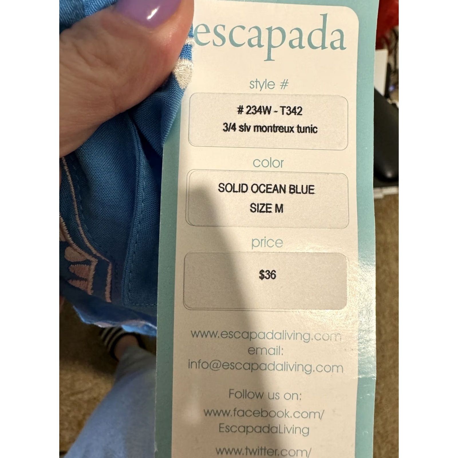 Escada VINTAGE Escapada Floral Bell Sleeve Tunic Blue White Size Medium New Size M / US 6-8 / IT 42-44 - 5 Thumbnail