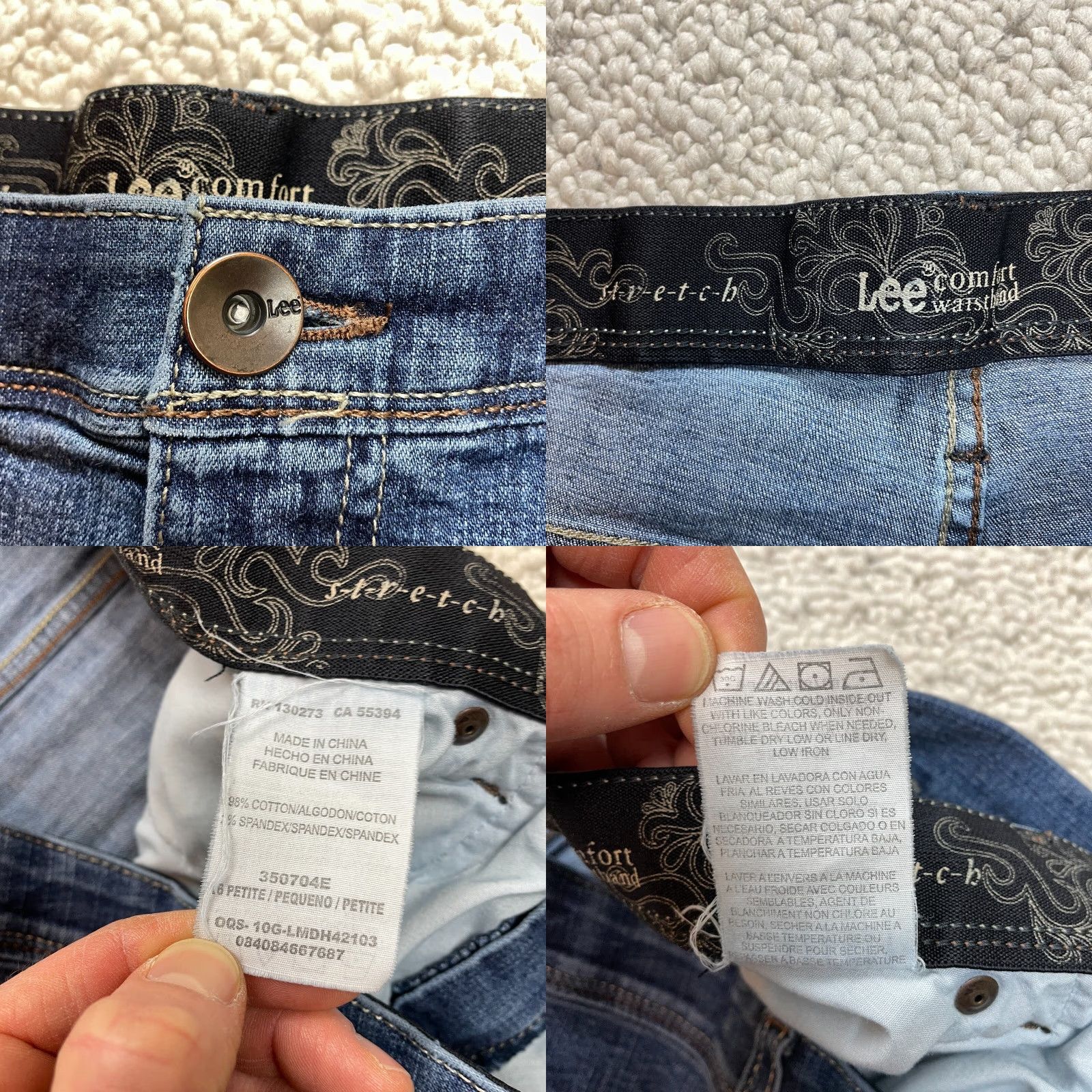 Lee Lee Jeans Women 16 Petite Blue Denim Straight Stretch Zip 27.5 Inseam 5-Pocket Solid Size 38" / US 16 / IT 52 - 8 Thumbnail