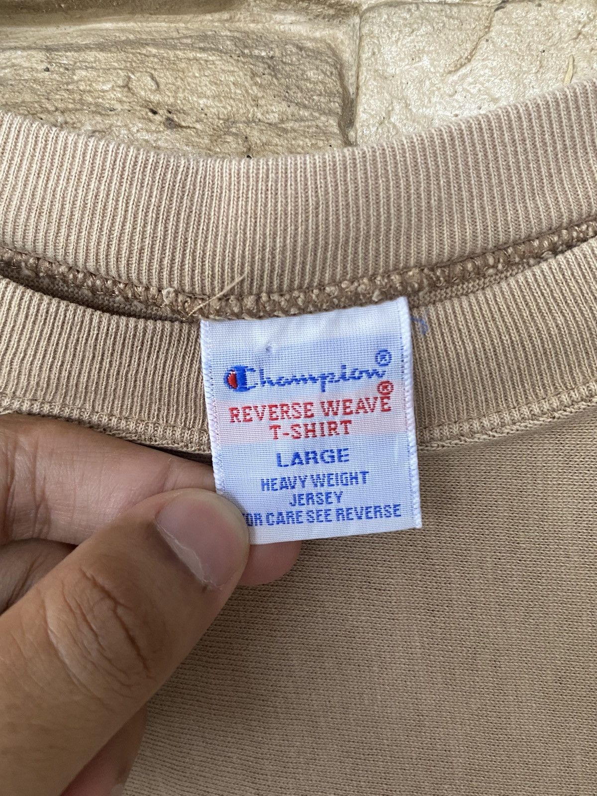 Champion Champion Embroidered Logo Beige Tees Size US L / EU 52-54 / 3 - 3 Thumbnail