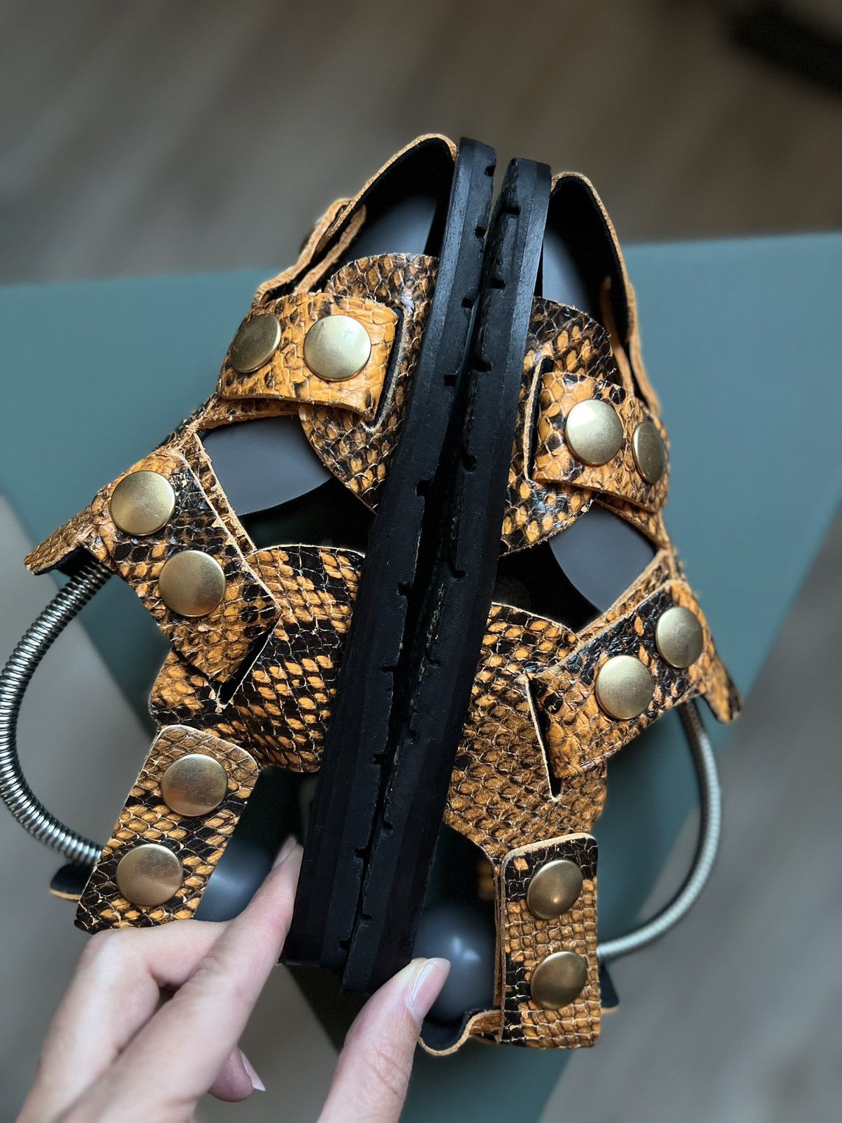 Acne Studios Acne studios Oline Snap-detailed snake-effect leather sandal Size US 6 / IT 36 - 6 Thumbnail