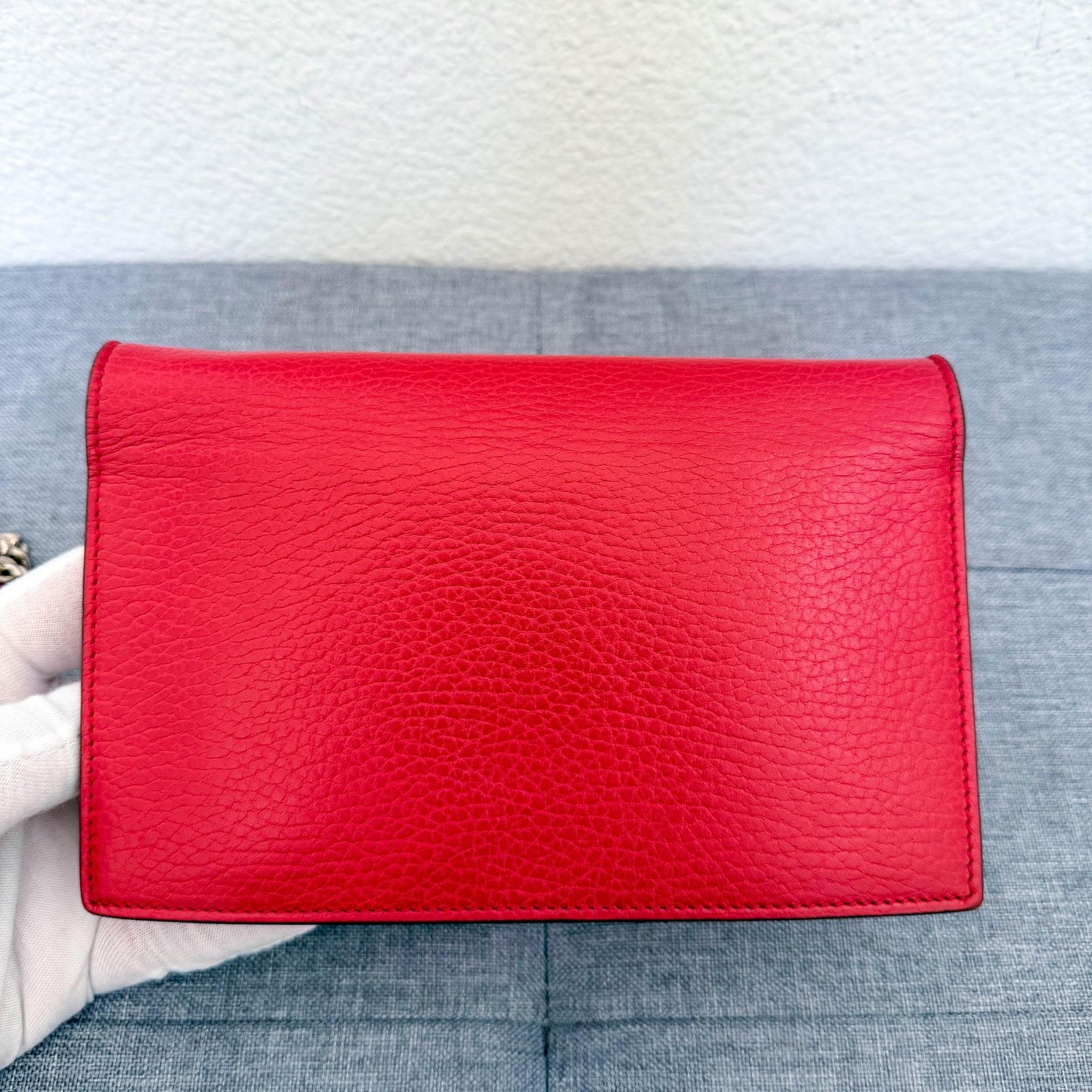 Gucci Gucci Red Leather Interlocking G Chain Bag-3 Size ONE SIZE - 14 Thumbnail