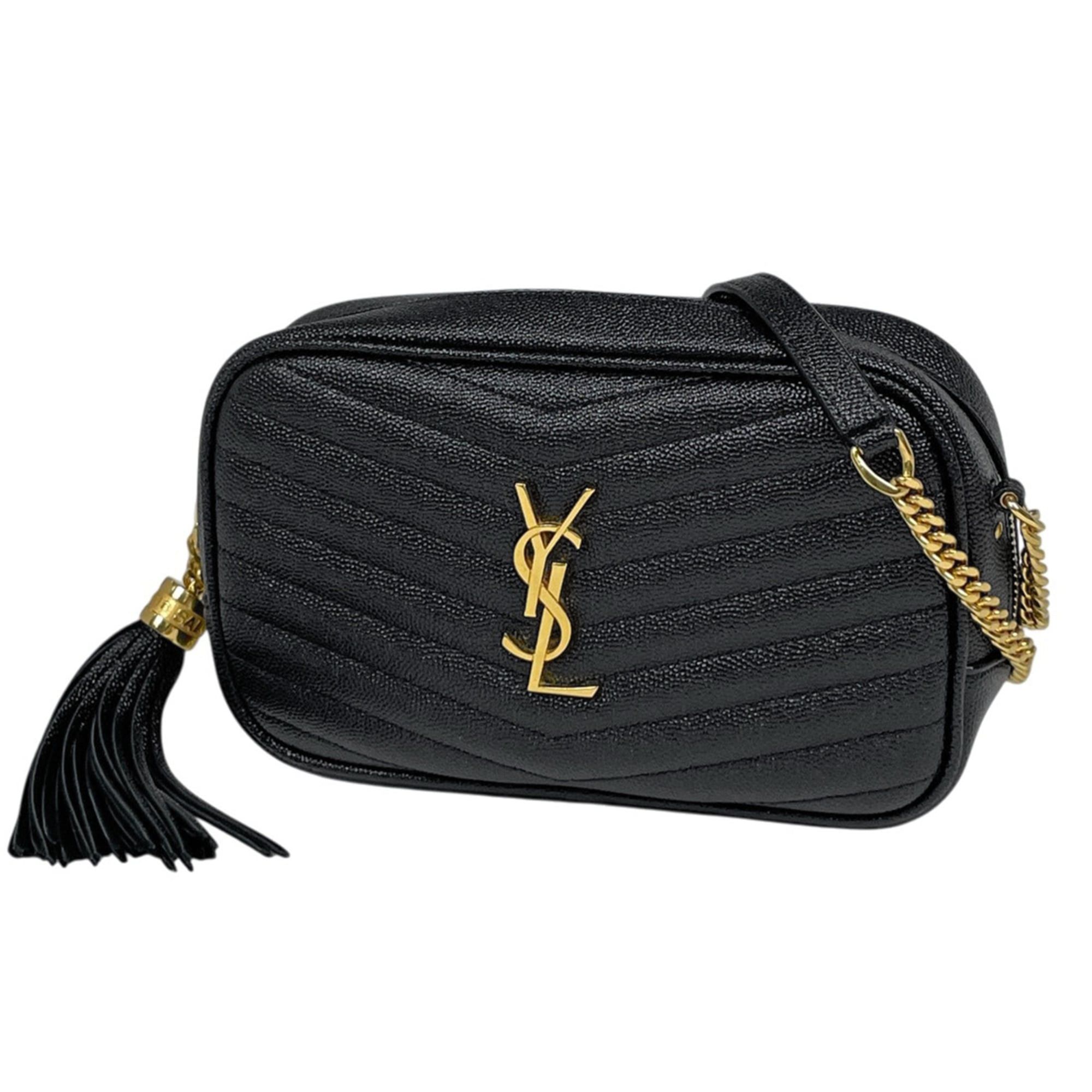 Yves Saint Laurent Yves Saint Laurent Lou Mini Bag, Fringe Leather, Black, 612579, Women's Size ONE SIZE - 1 Thumbnail