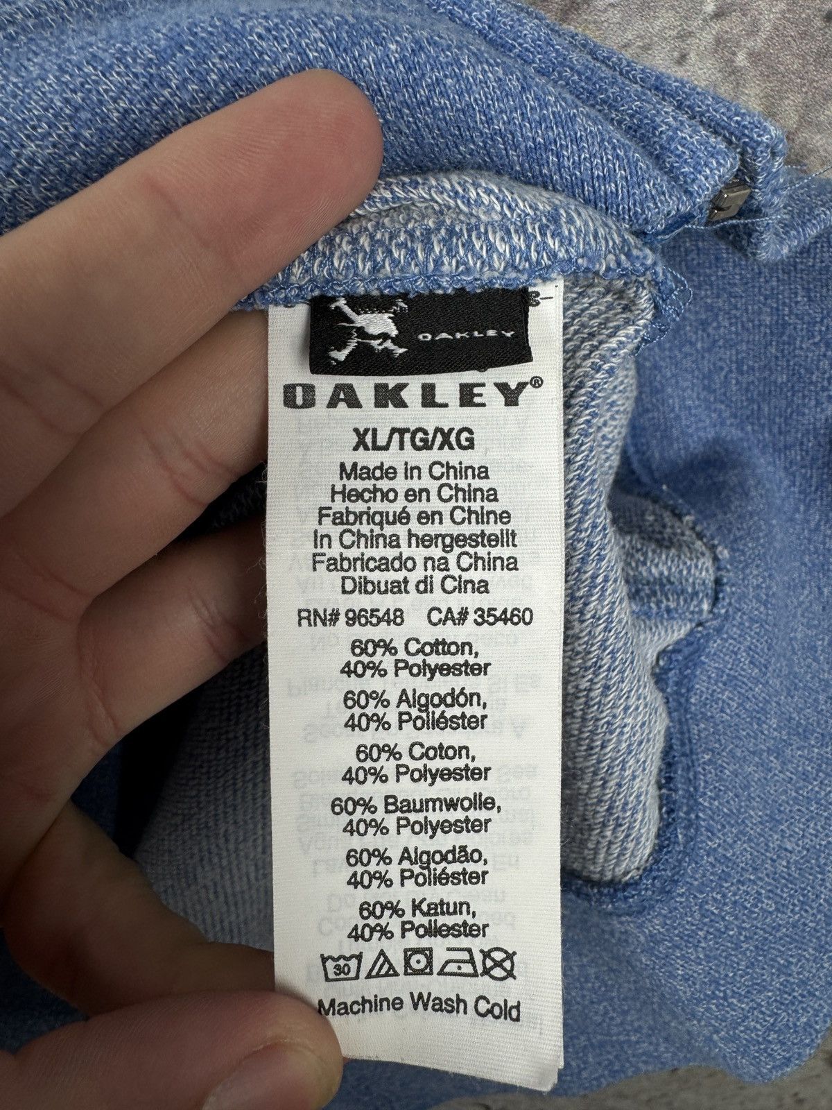 Oakley Oakley Full Zip Hoodie Light Blue Sweatshirt Men’s Size XL Size US XL / EU 56 / 4 - 9 Thumbnail