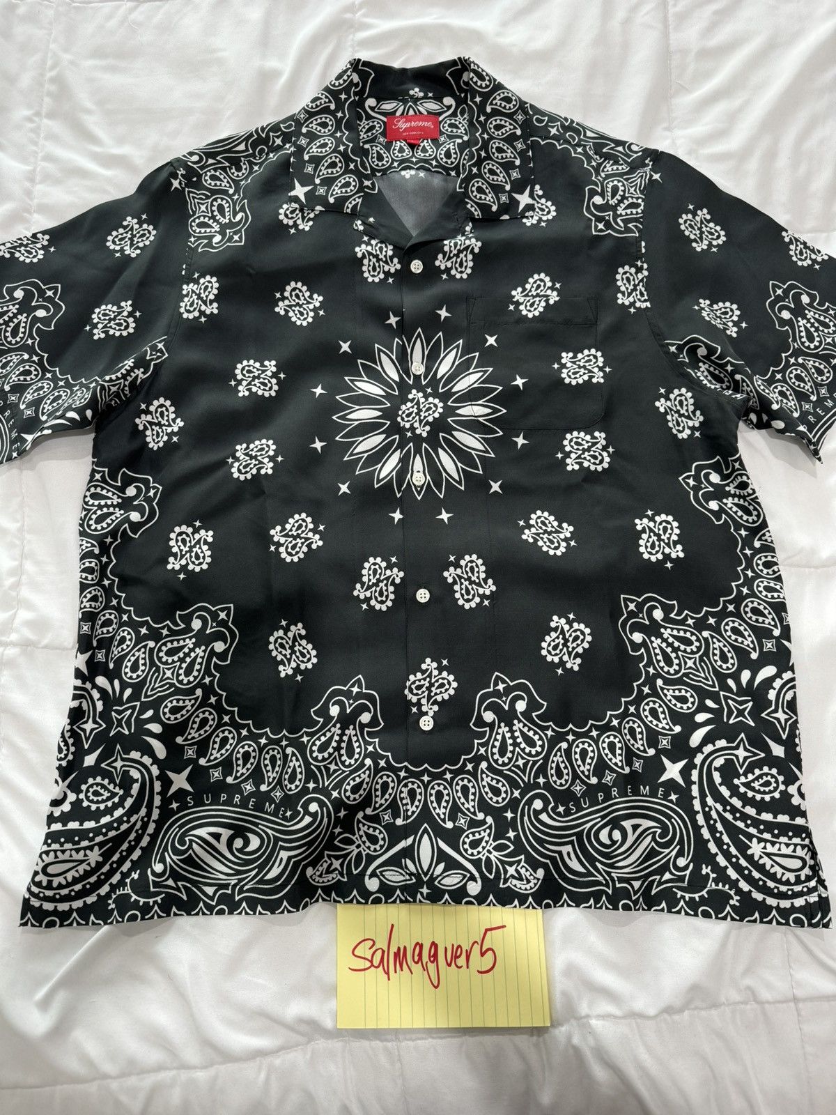 Supreme Supreme Black Bandana Silk S/S Shirt Size US L / EU 52-54 / 3 - 1 Thumbnail