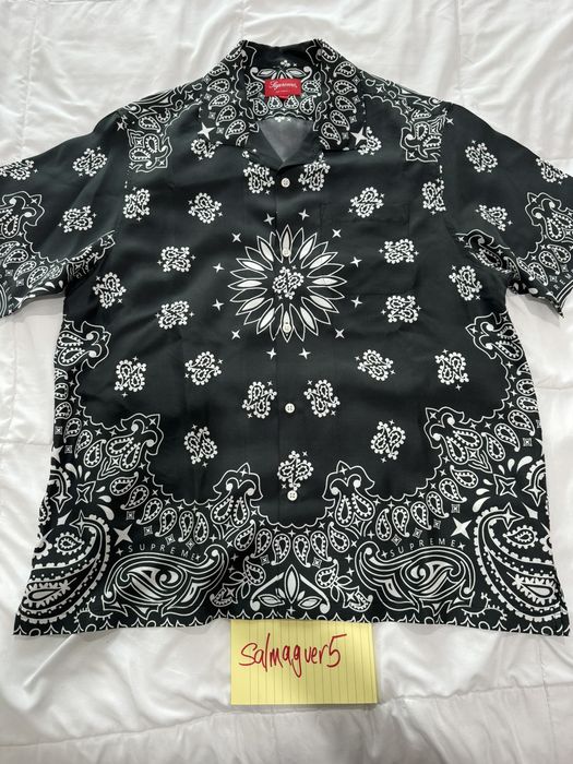 Supreme Supreme Black Bandana Silk S/S Shirt | Grailed