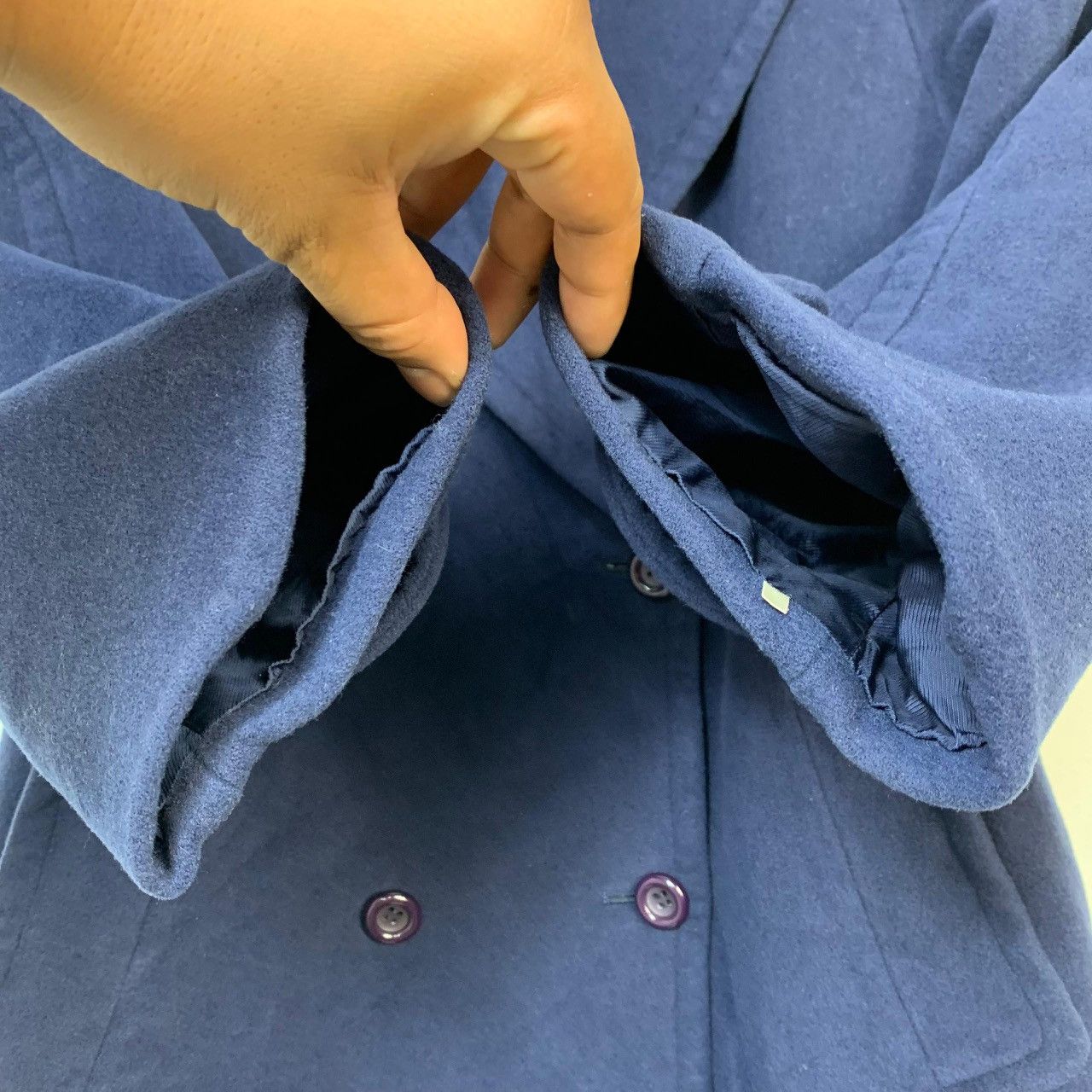 Burberry Vintage Burberrys Navy Blue Wool Double Breasted Coat Size US L / EU 52-54 / 3 - 11 Thumbnail