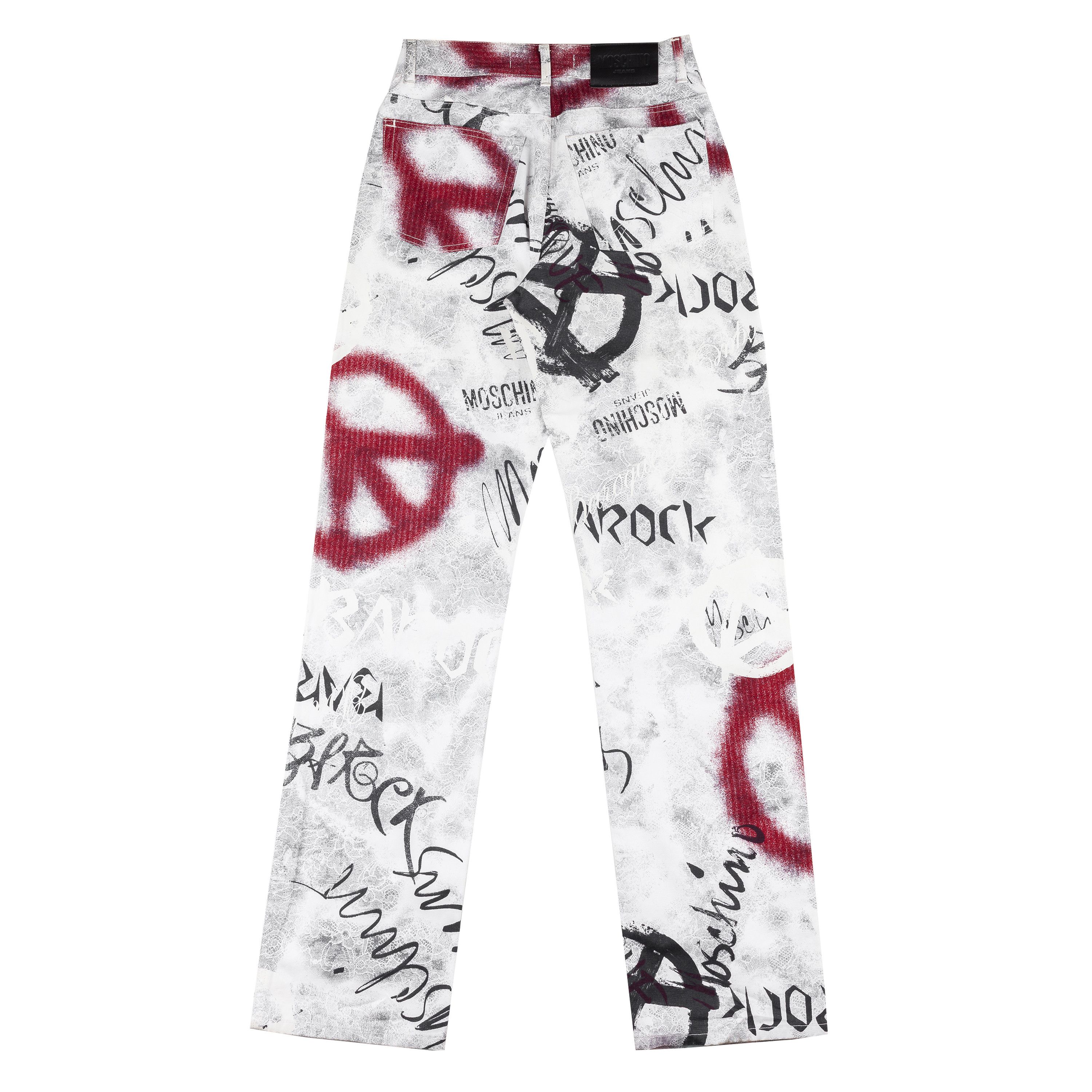 Moschino Moschino Jeans Peace Anarchy White Vintage Pants (XS) Size 25" / US 0 / IT 36 - 2 Thumbnail