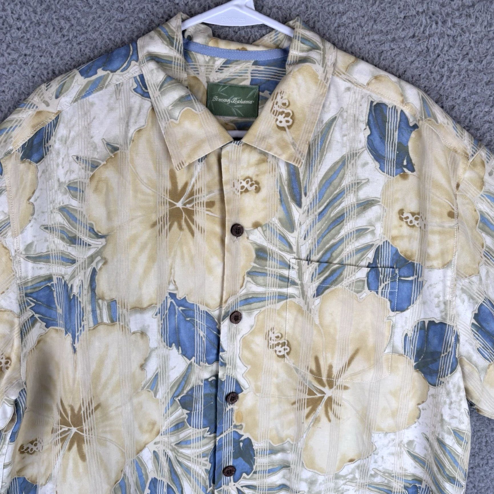 Tommy Bahama Tommy Bahama Hawaiian Shirt Mens Large Silk Linen Floral AOP Loop Collar Beach Shirt Size US L / EU 52-54 / 3 - 2 Thumbnail