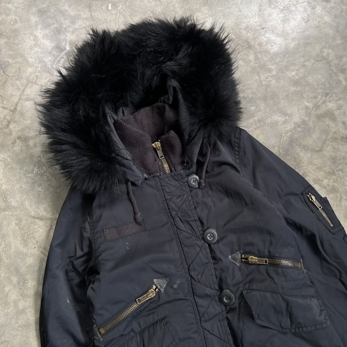 14th Addiction 2000s Moussy Apocalypse Style Fur Hooded Bomber Jacket Size US M / EU 48-50 / 2 - 4 Thumbnail