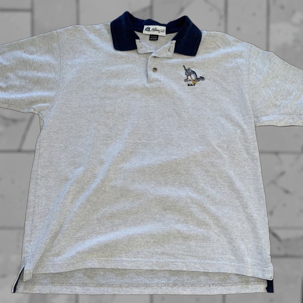 Vintage VTG B Klibin Cats 100% Cotton Polo Golf Shirt Mens Size L Gray Polo Men's L Cat Golf Shirt Size US L / EU 52-54 / 3 - 1 Thumbnail
