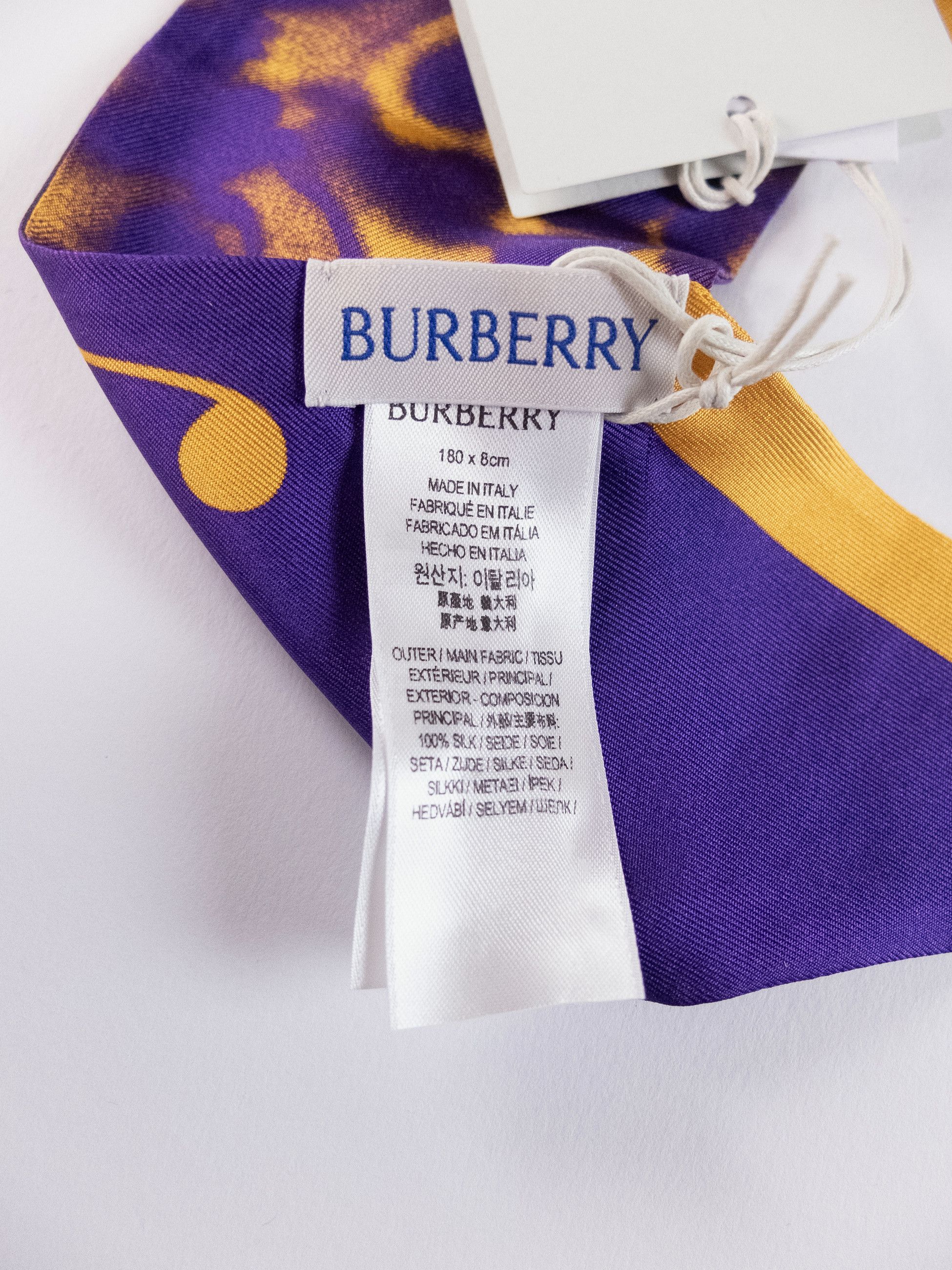 Burberry BURBERRY purple yellow rose logo print reversible silk scarf Size ONE SIZE - 3 Thumbnail