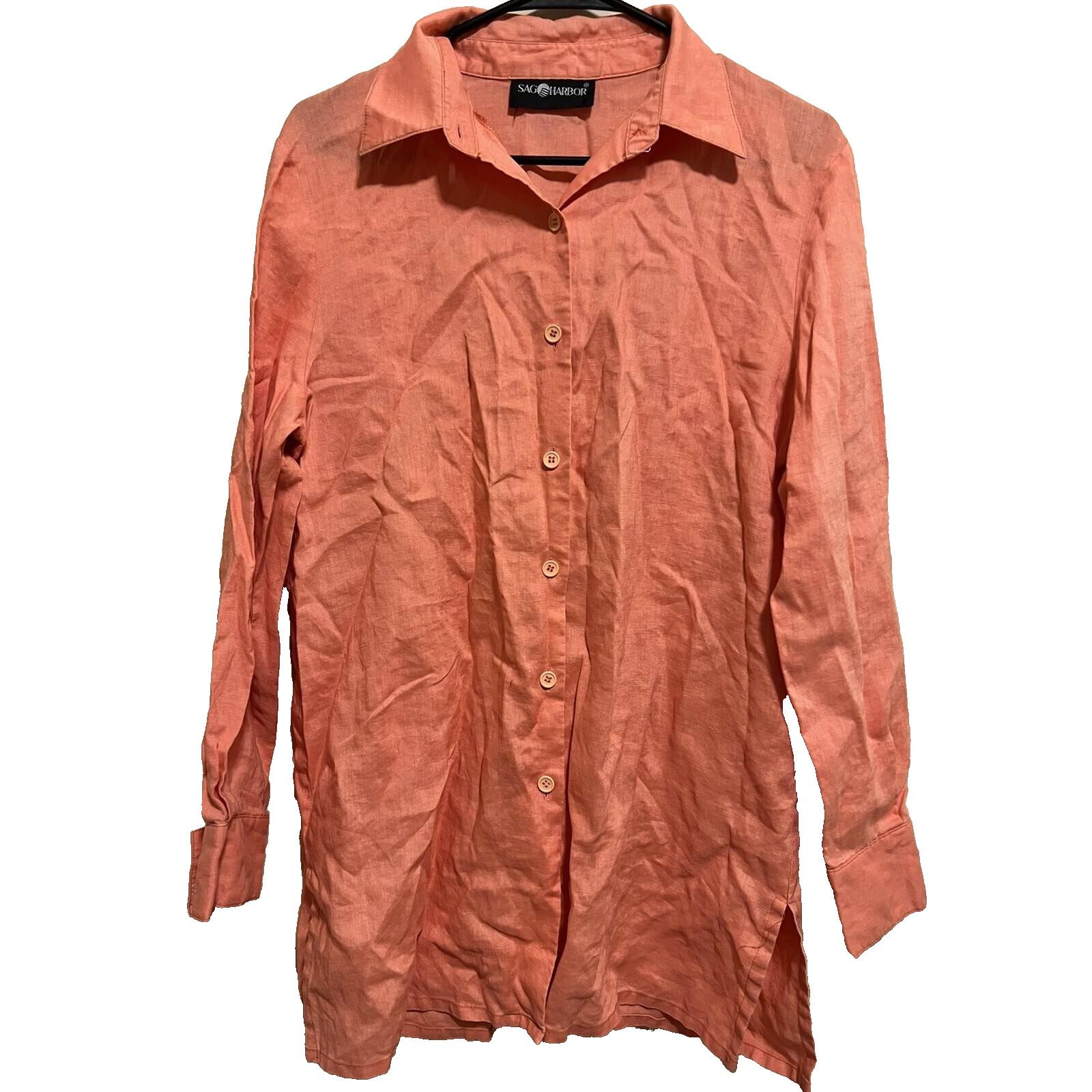 Anthropologie Anthro HARBOR Women's salmon pink button up Size M A000173 Size M / US 6-8 / IT 42-44 - 2 Thumbnail