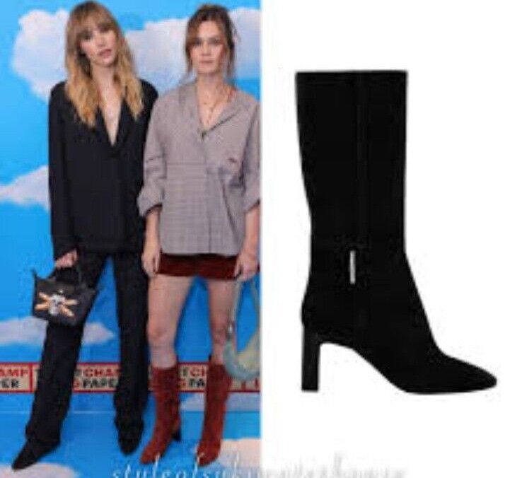 Longchamp Longchamp Roseau Heeled boots Black suede leather Bamboo Size US 7.5 / IT 37.5 - 14 Thumbnail