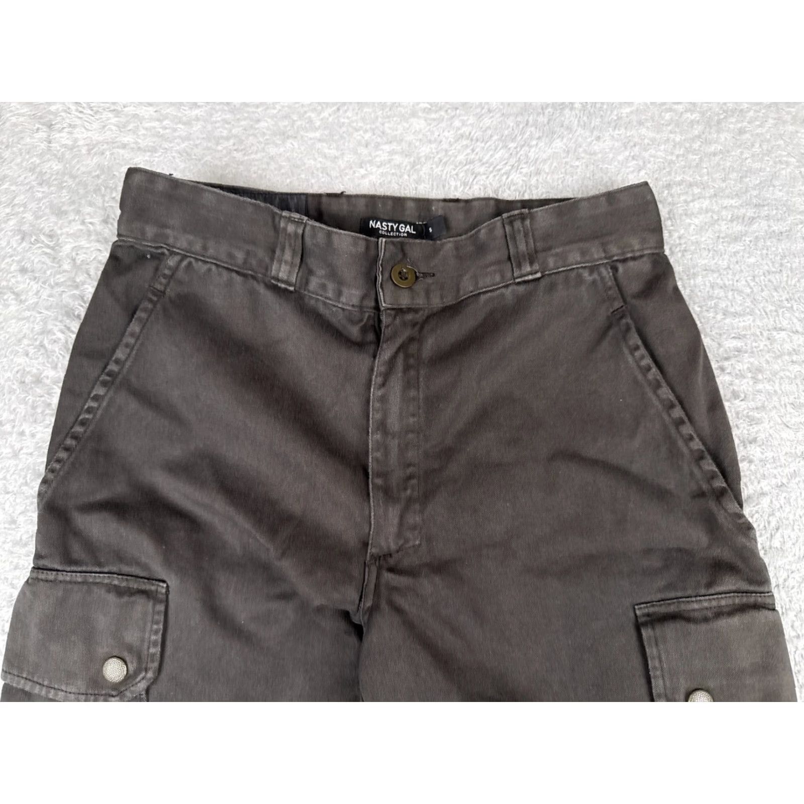 Nasty Gal Nasty Gal Womens Cargo Pants Small Black Twill Jogger High Rise 26x27 Tapered Casual Size 28" / US 6 / IT 42 - 5 Thumbnail