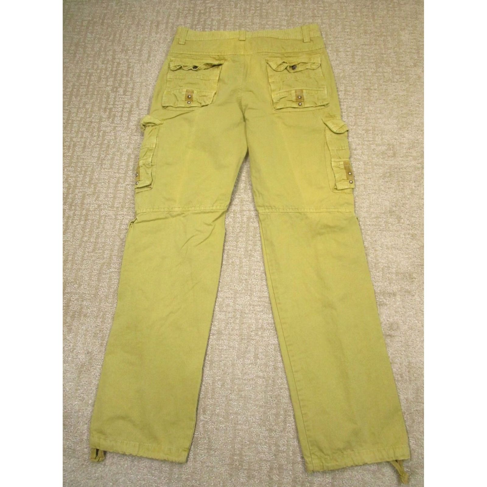 Vintage Junye Cargo Pants Men 36 Yellow Canvas Cargo Pocket Relaxed Straight Regular Waist 34 Inseam 33 Front Flat Front Vintage No Size US 36 / EU 52 - 4 Thumbnail