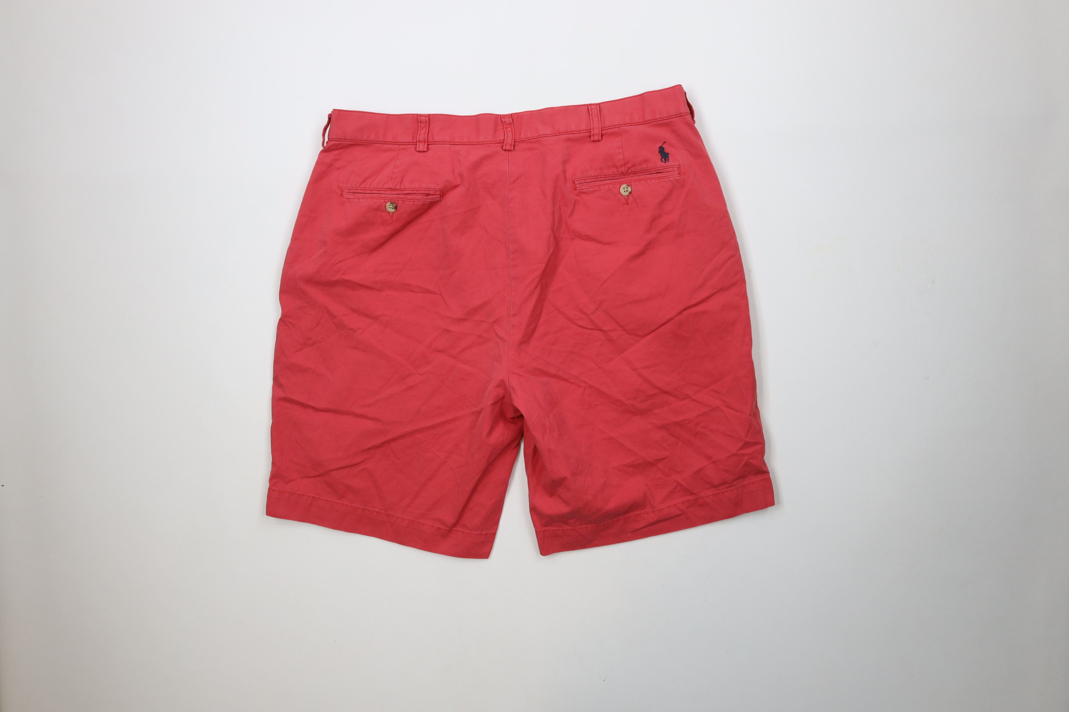 Ralph Lauren × Vintage Vintage 90s Ralph Lauren Above Knee Chino Shorts Red Cotton Size US 38 / EU 54 - 9 Thumbnail