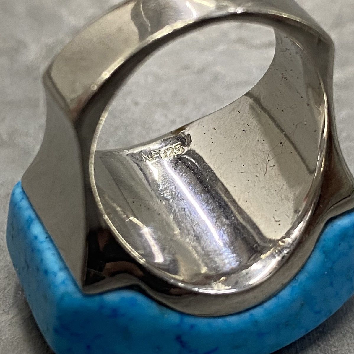 Kapital × Vintage Vtg Sterling Silver Turquoise Square Chunky Signet Ring Size ONE SIZE - 5 Thumbnail