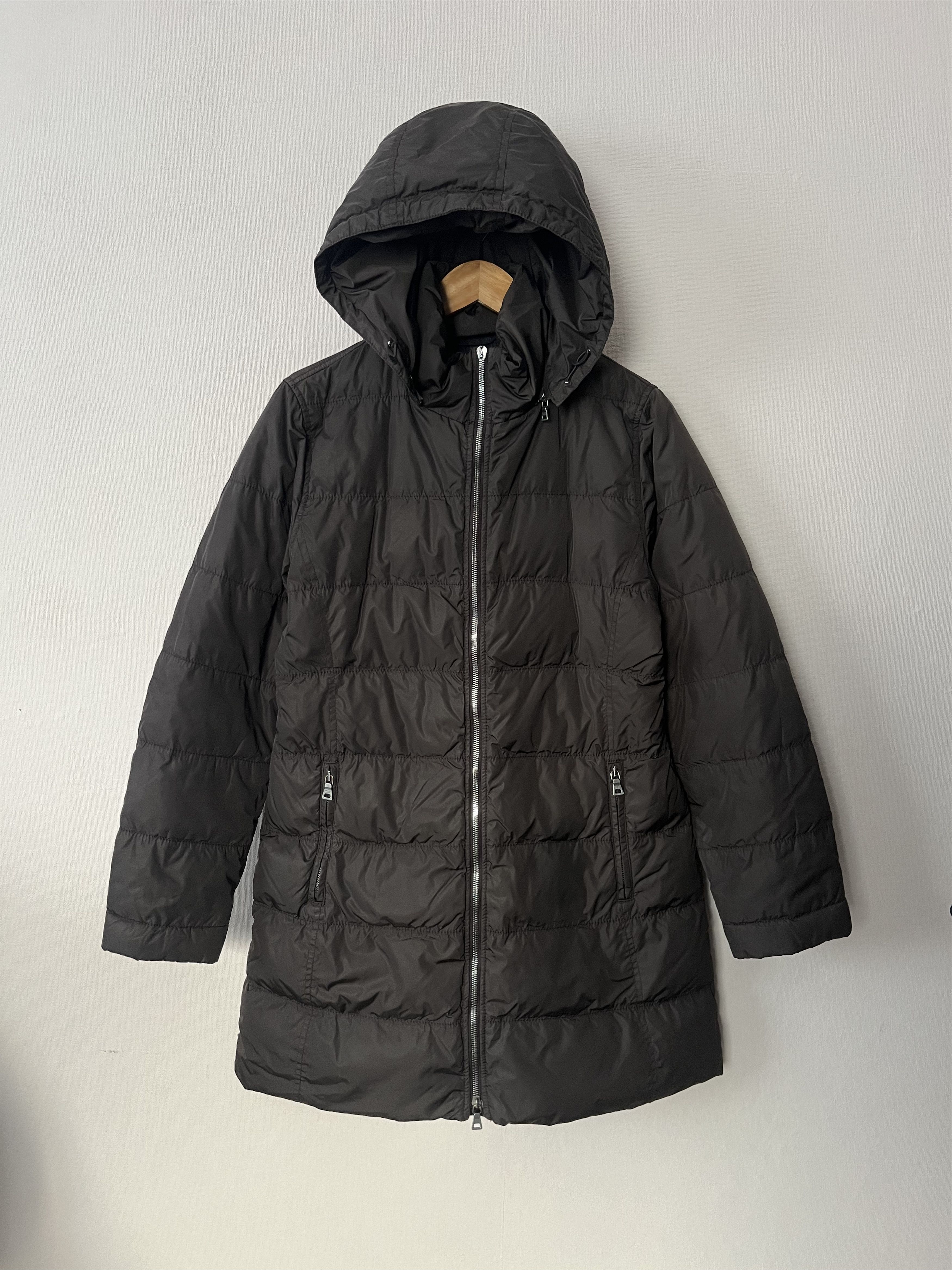 Prada Prada Brown Down Hooded Nylon Jacket Long Black Tab Leather Size M / US 6-8 / IT 42-44 - 1 Thumbnail