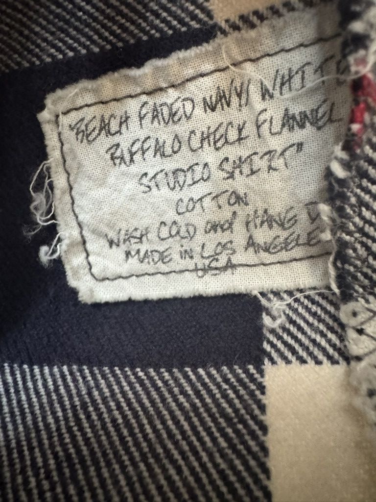 Greg Lauren Beach faded navy/white buffalo check flannel Size US M / EU 48-50 / 2 - 7 Thumbnail