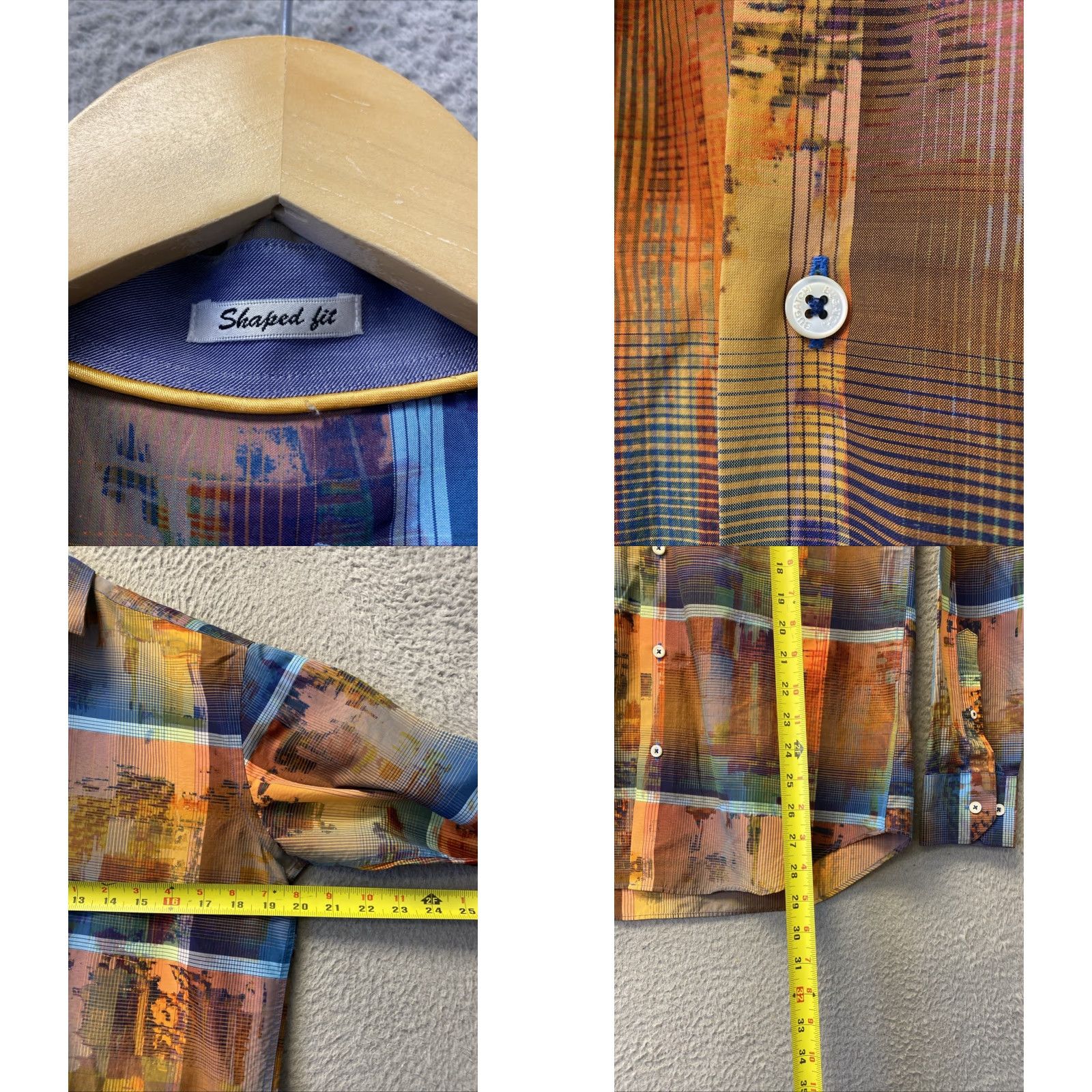 BUGATCHI Bugatchi Mens Long Sleeve Shirt L Shaped Fit Or Slim M Cotton Multicolor Size US L / EU 52-54 / 3 - 8 Thumbnail
