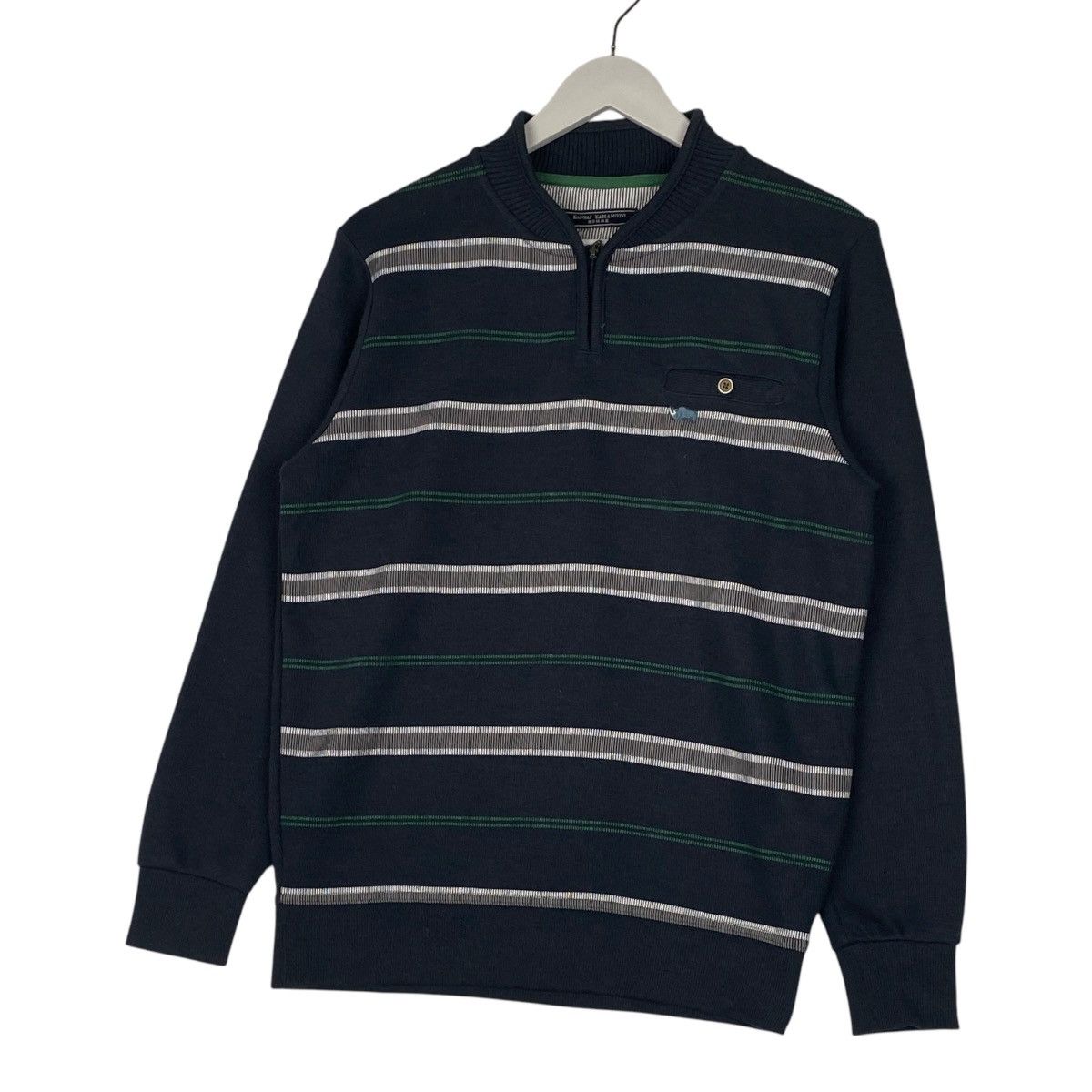 Kansai Yamamoto × Vintage Vintage Kansai Yamamoto Quater Zip Sweatshirt Navy Blue Size US M / EU 48-50 / 2 - 3 Thumbnail