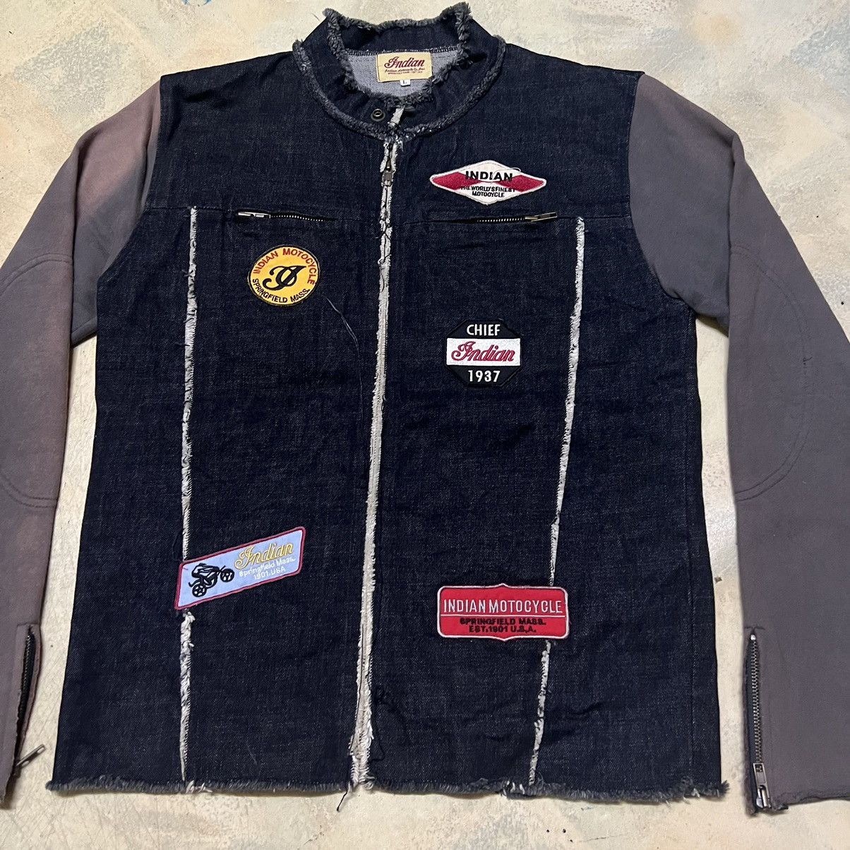 Vintage Vtg Indian Motorcycles Full Patches Sun Faded Denim Jacket Size US L / EU 52-54 / 3 - 3 Thumbnail