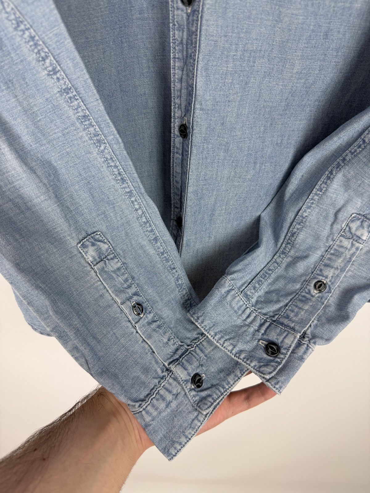 Lee Lee 101 Light Blue Chambray Button Down Crew Shirt M Size US M / EU 48-50 / 2 - 4 Thumbnail