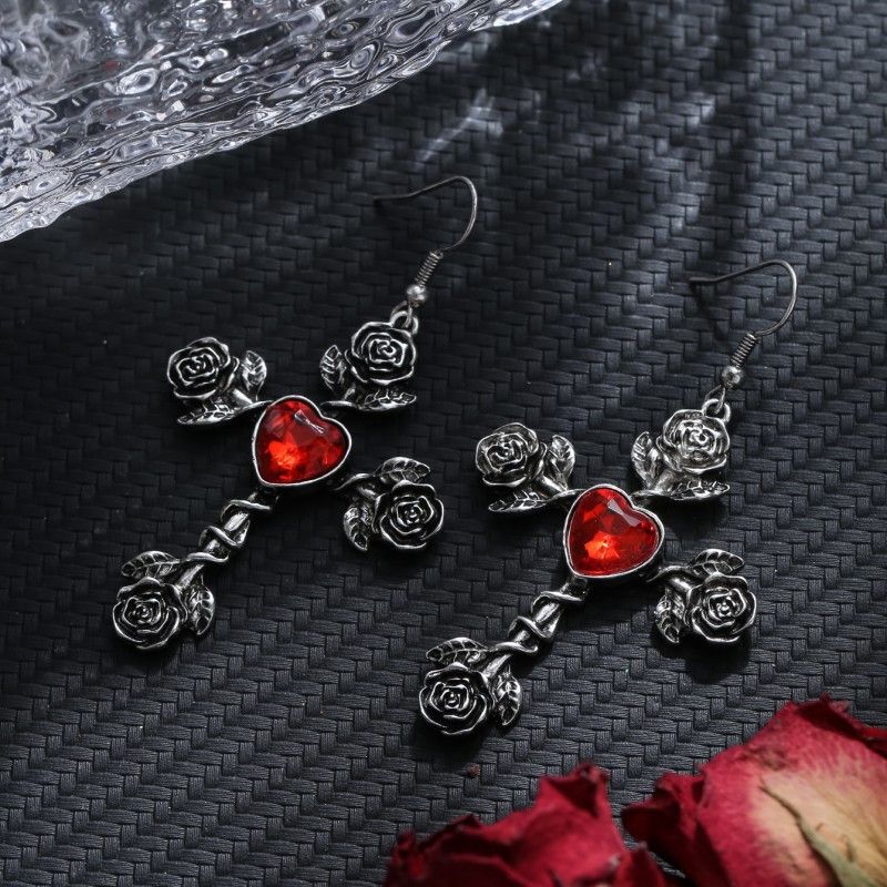 Jewelry × Sterling Silver Cross Retro Earrings One Pairs Chrome Jewelry Size ONE SIZE - 2 Thumbnail