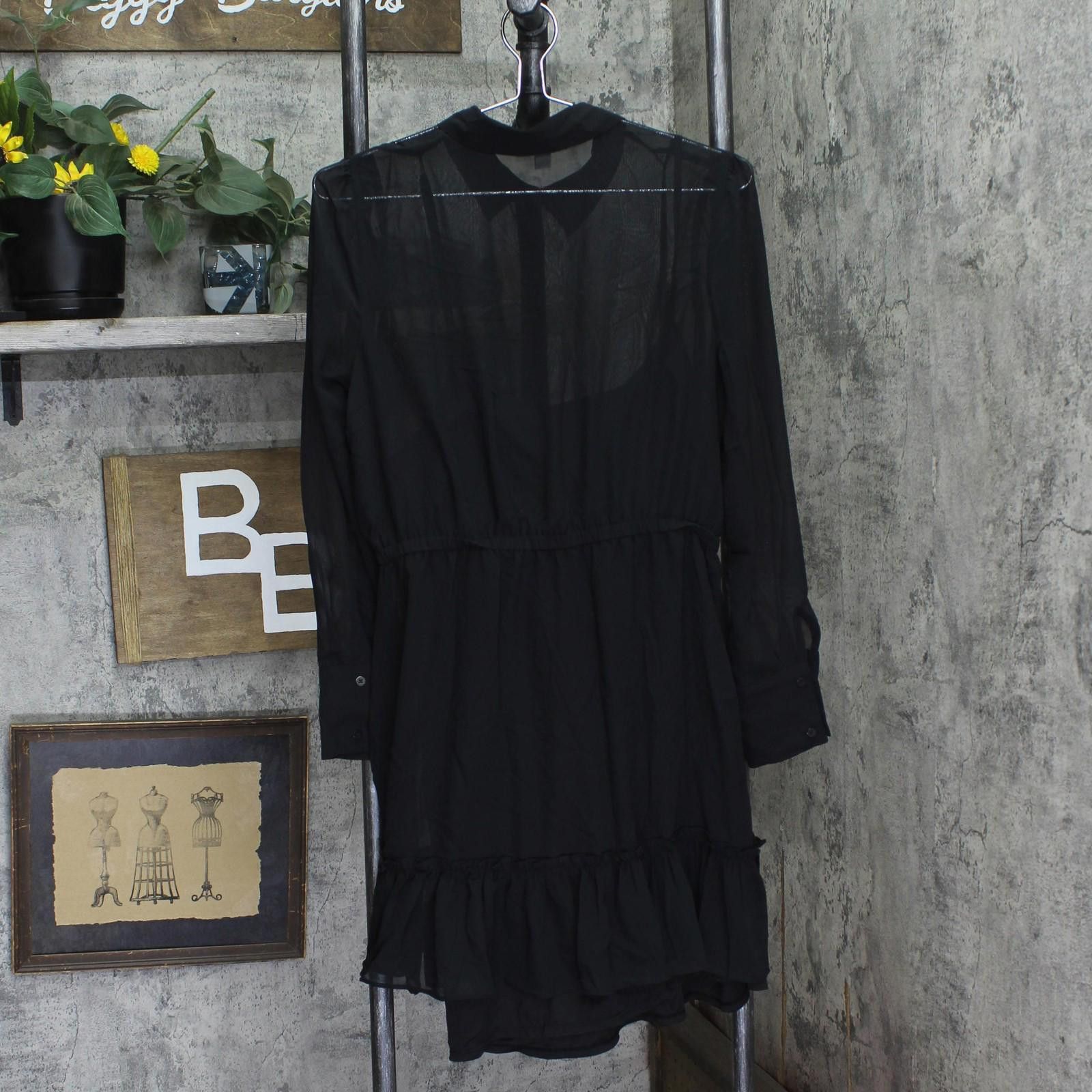 Bar III Bar Iii Womens Tie Front Petite Ruffled Mini Dress Black Pl Size L / US 10 / IT 46 - 2 Thumbnail