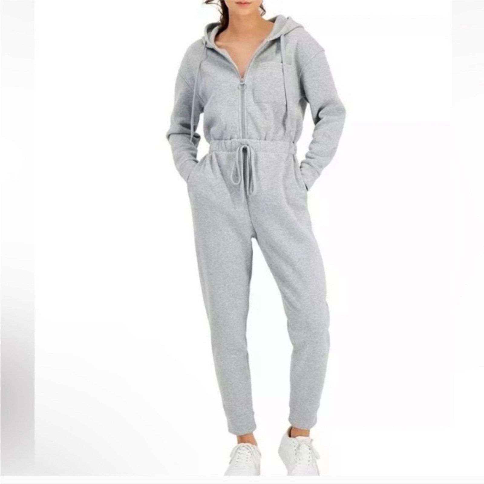 Nordstrom NEW Heather Grey Hood Sweatshirt Lounge Pants $149 Jumpsuit Size 34" / US 12 / IT 48 - 1 Thumbnail