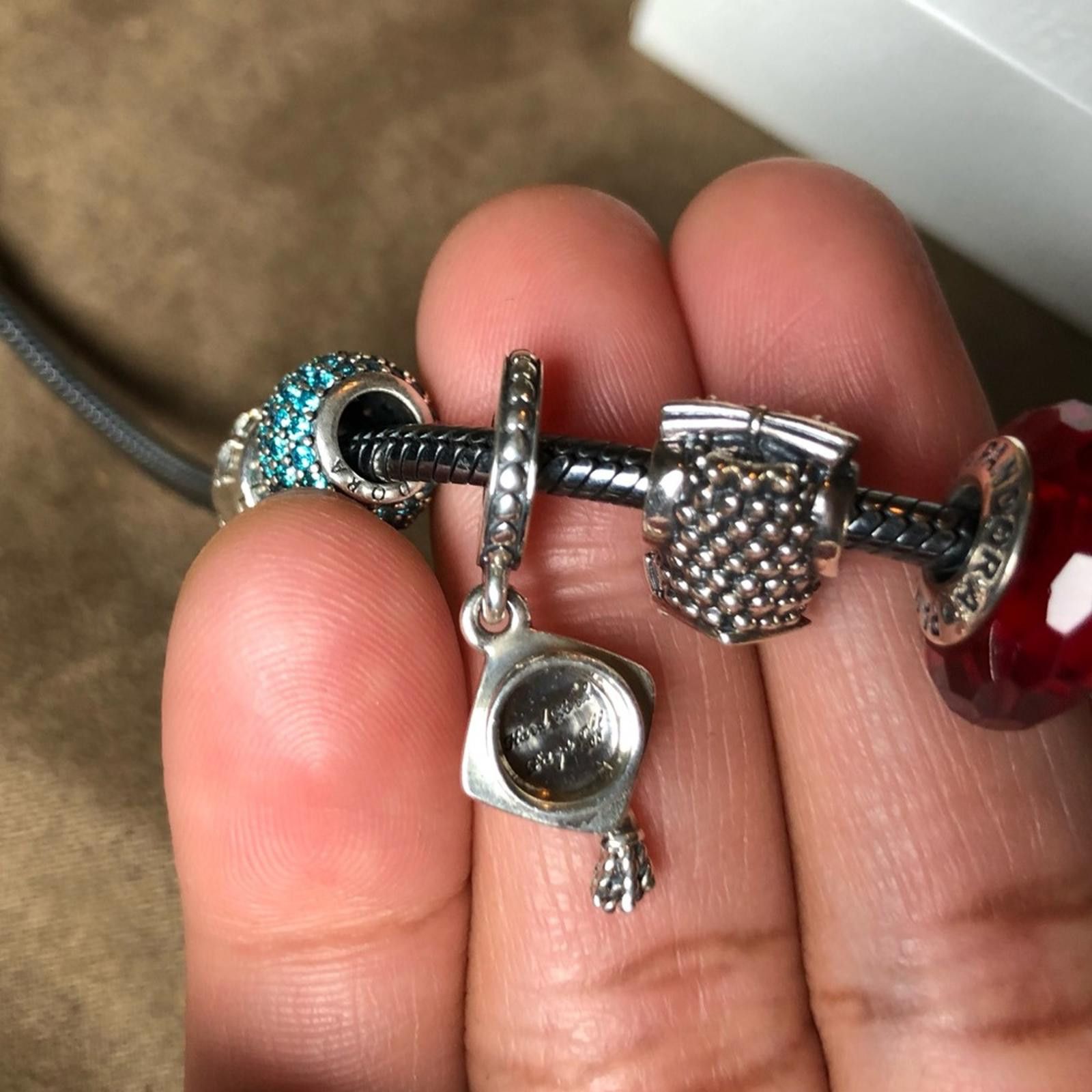 pandora Pandora Oxidized Bracelet with 7 Pandora Charms Size ONE SIZE - 10 Thumbnail