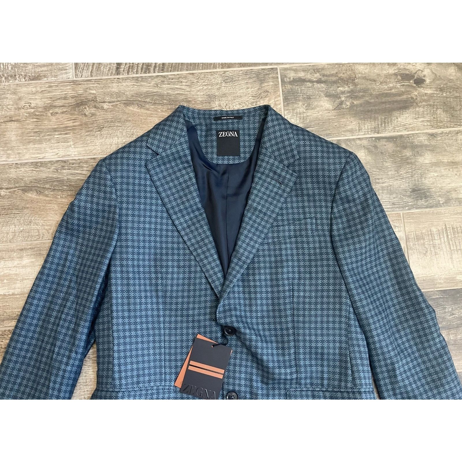 Ermenegildo Zegna $4595 NWT ZEGNA Blue Micro Check Cashmere Sport Coat 52(42)R Size 42R - 4 Thumbnail