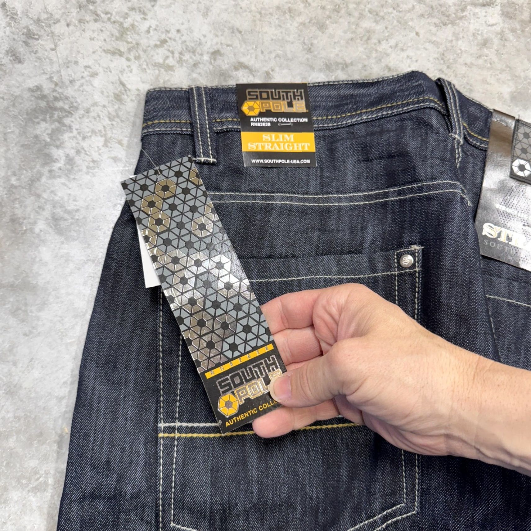 Southpole Southpole Jeans Mens 38x30 Rinse Indigo Slim Straight Dark Wash Denim 5 Pocket Size US 38 / EU 54 - 3 Thumbnail