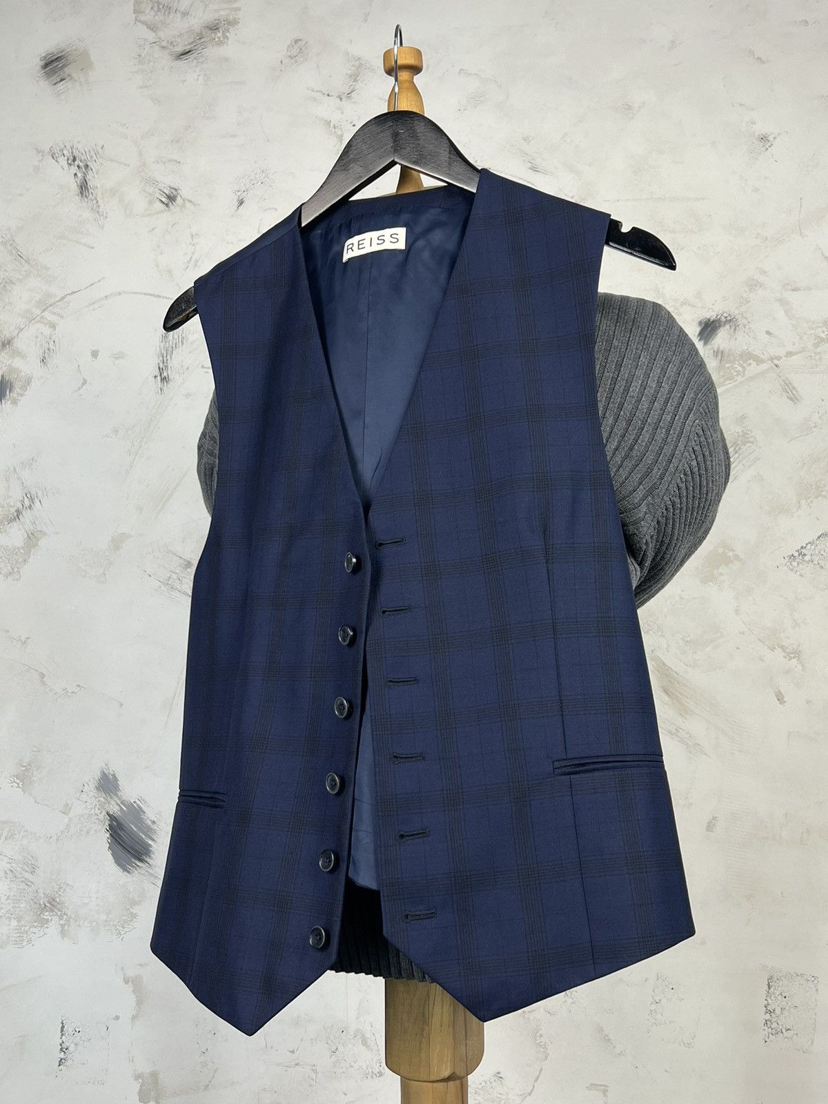 Reiss Reiss Three Piece Check Suit Jacket Vest Trousers Size S - M Size 40R - 10 Thumbnail