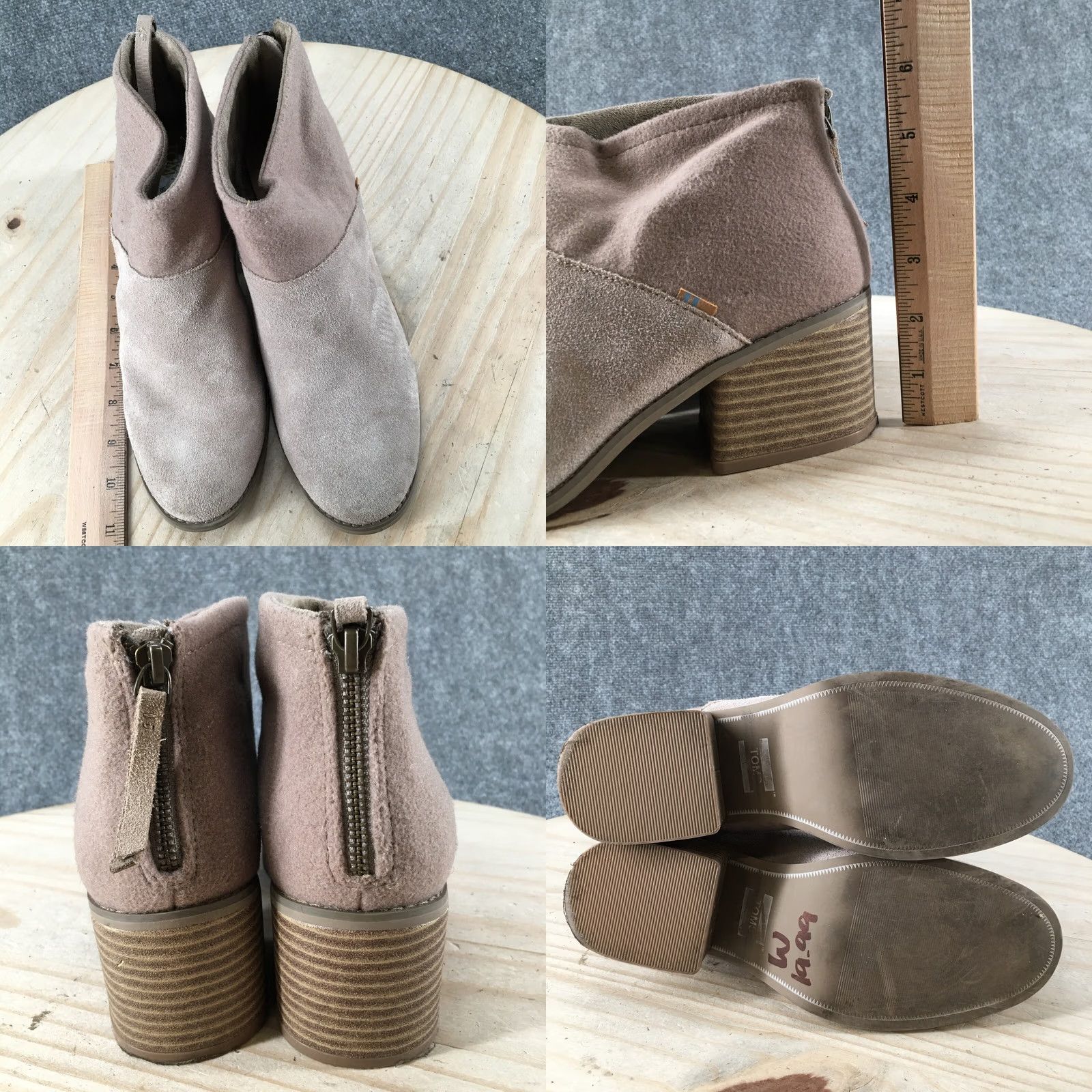 Toms TOMS Boots Womens 9 Lacy Back Zip Block Heels Ankle Booties Beige Suede Casual Shirt Size US 9 / IT 39 - 8 Thumbnail