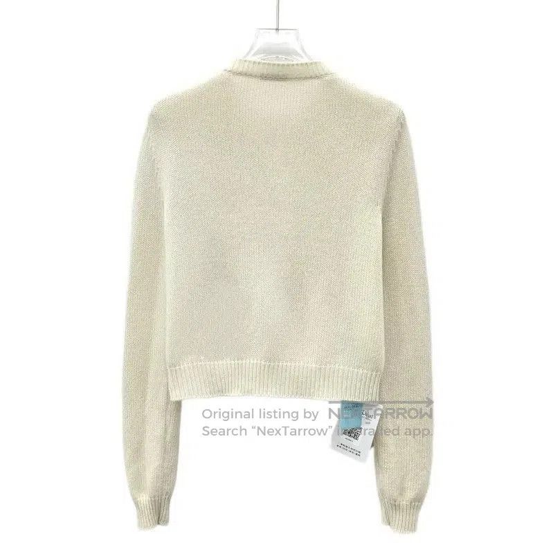 Miu Miu Women's Beige Cashmere Cardigan with Bows .