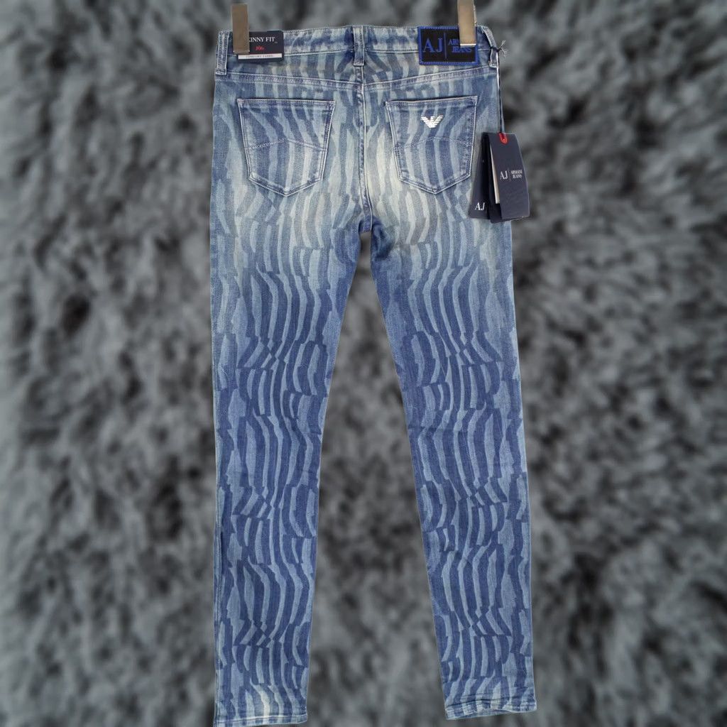 Vintage Armani Jeans Women's Skinny Fit Jeans W24 Zip Fly Patterned Logo Size 42" / US 20 - 1 Thumbnail